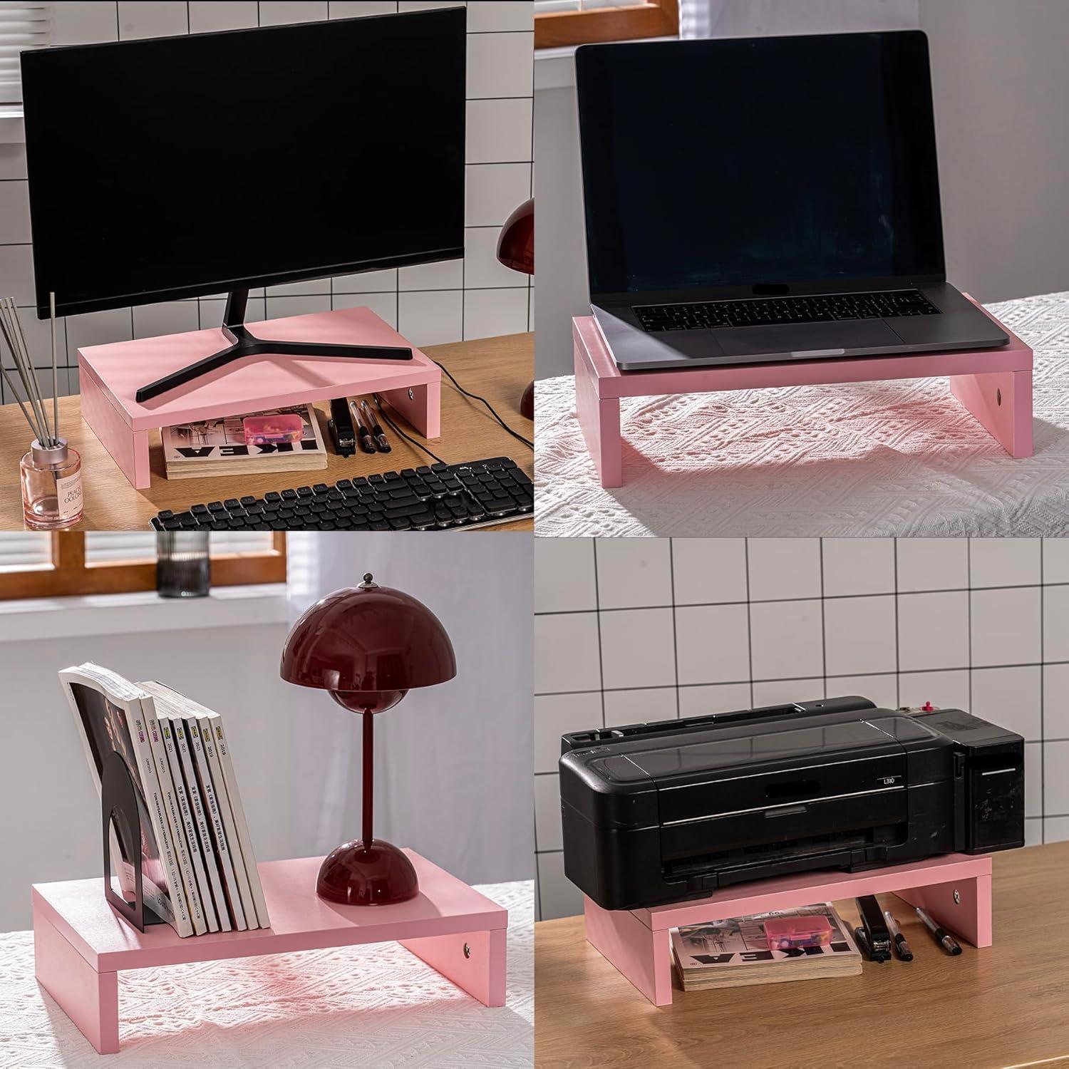 Soporte Doble para Monitor HAZCOVE Rosa 38.1x22.86 cm