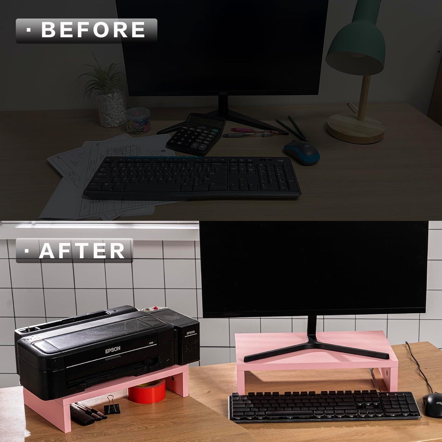 Soporte Doble para Monitor HAZCOVE Rosa 38.1x22.86 cm