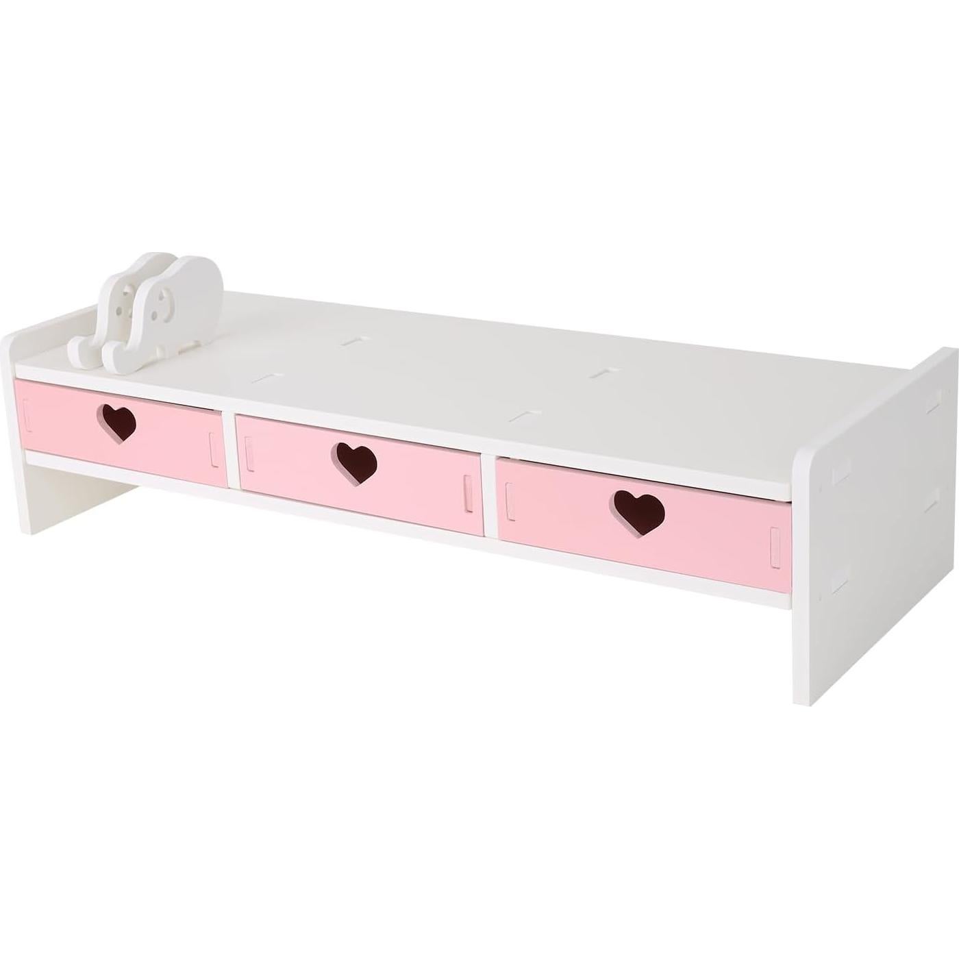 Organizador de Escritorio Kawaii CONKAWACA Rosa con 3 Cajones