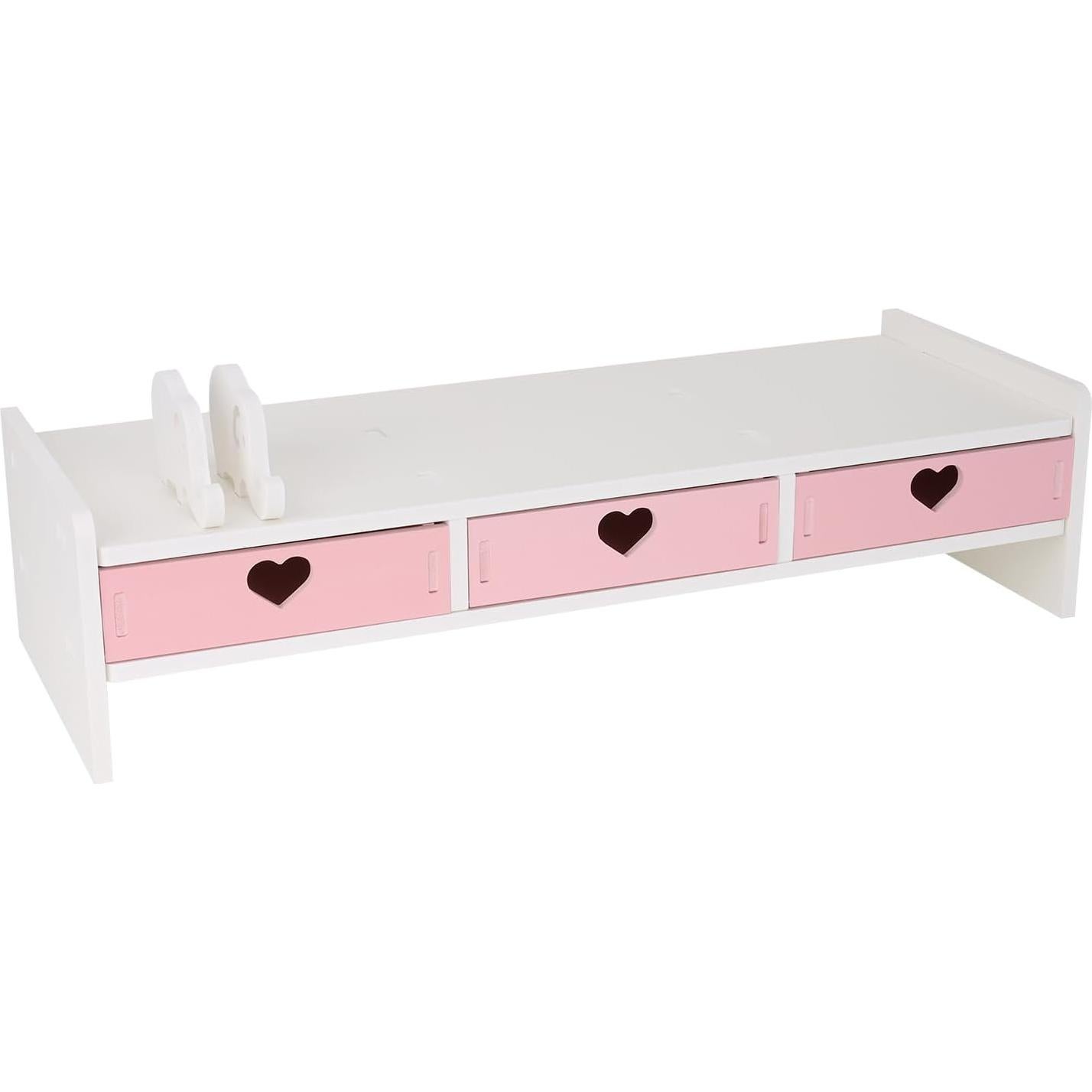 Organizador de Escritorio Kawaii CONKAWACA Rosa con 3 Cajones