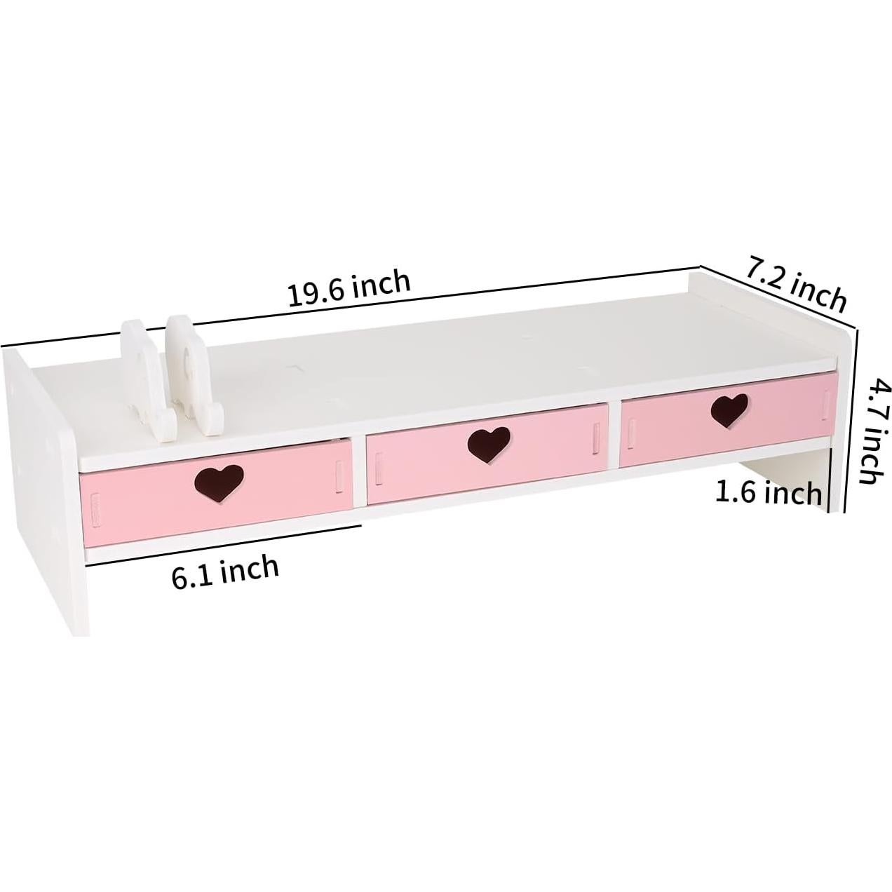 Organizador de Escritorio Kawaii CONKAWACA Rosa con 3 Cajones