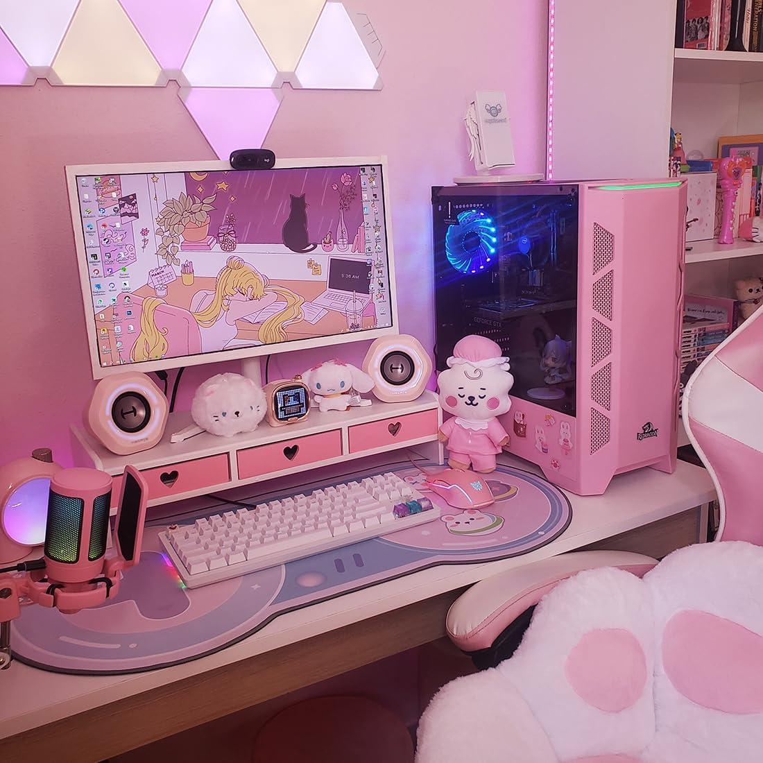 Organizador de Escritorio Kawaii CONKAWACA Rosa con 3 Cajones