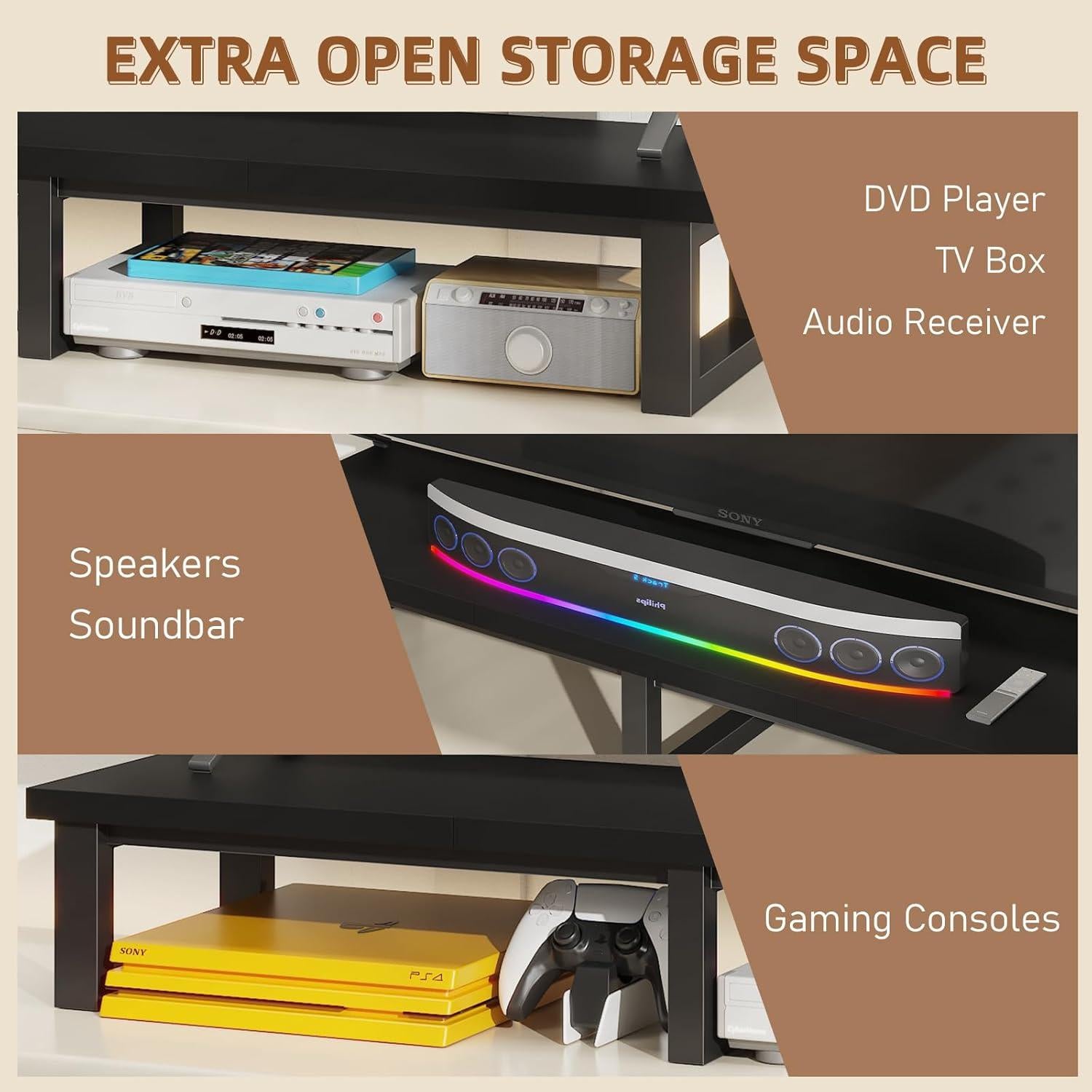 Riser de TV Grande YAOHUOO 114.3x29.97x18.03 cm Negro