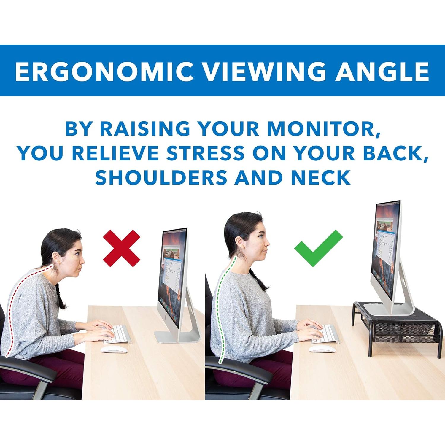 Soporte de Monitor Ergonómico Mount-It! con Cajón Negro