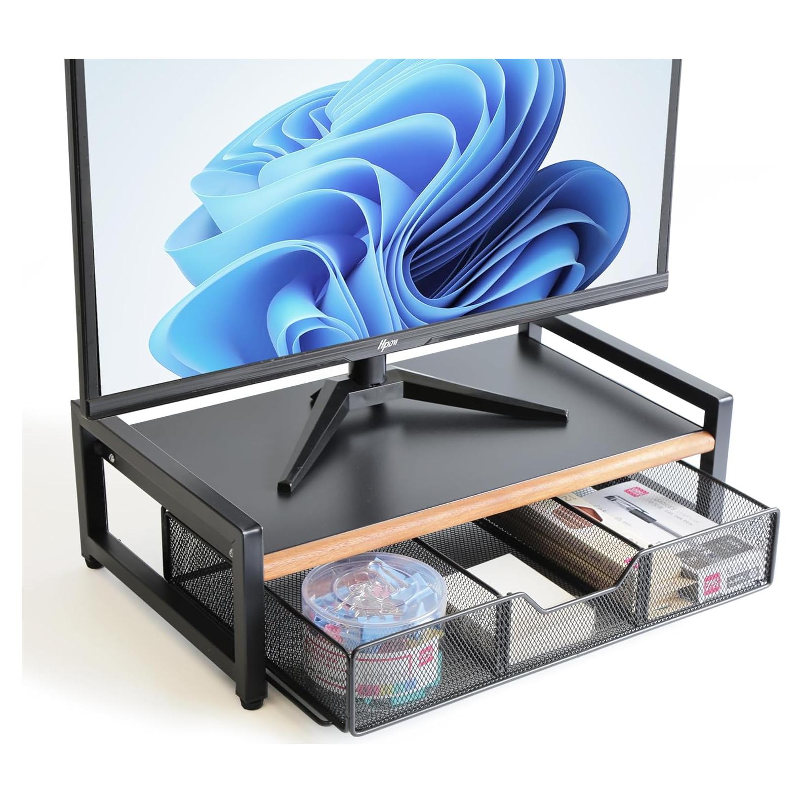 Soporte para Monitor de Escritorio Metal y Madera Acacia 43.94x24.13cm