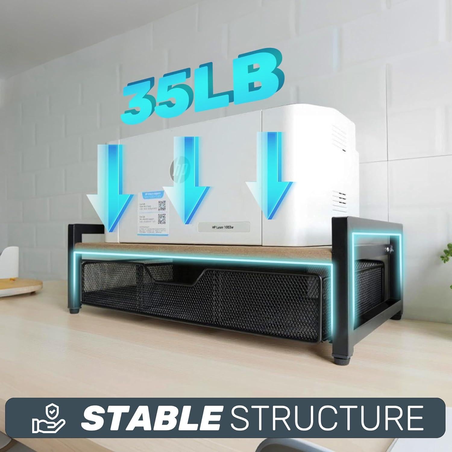 Soporte para Monitor de Escritorio Metal y Madera Acacia 43.94x24.13cm