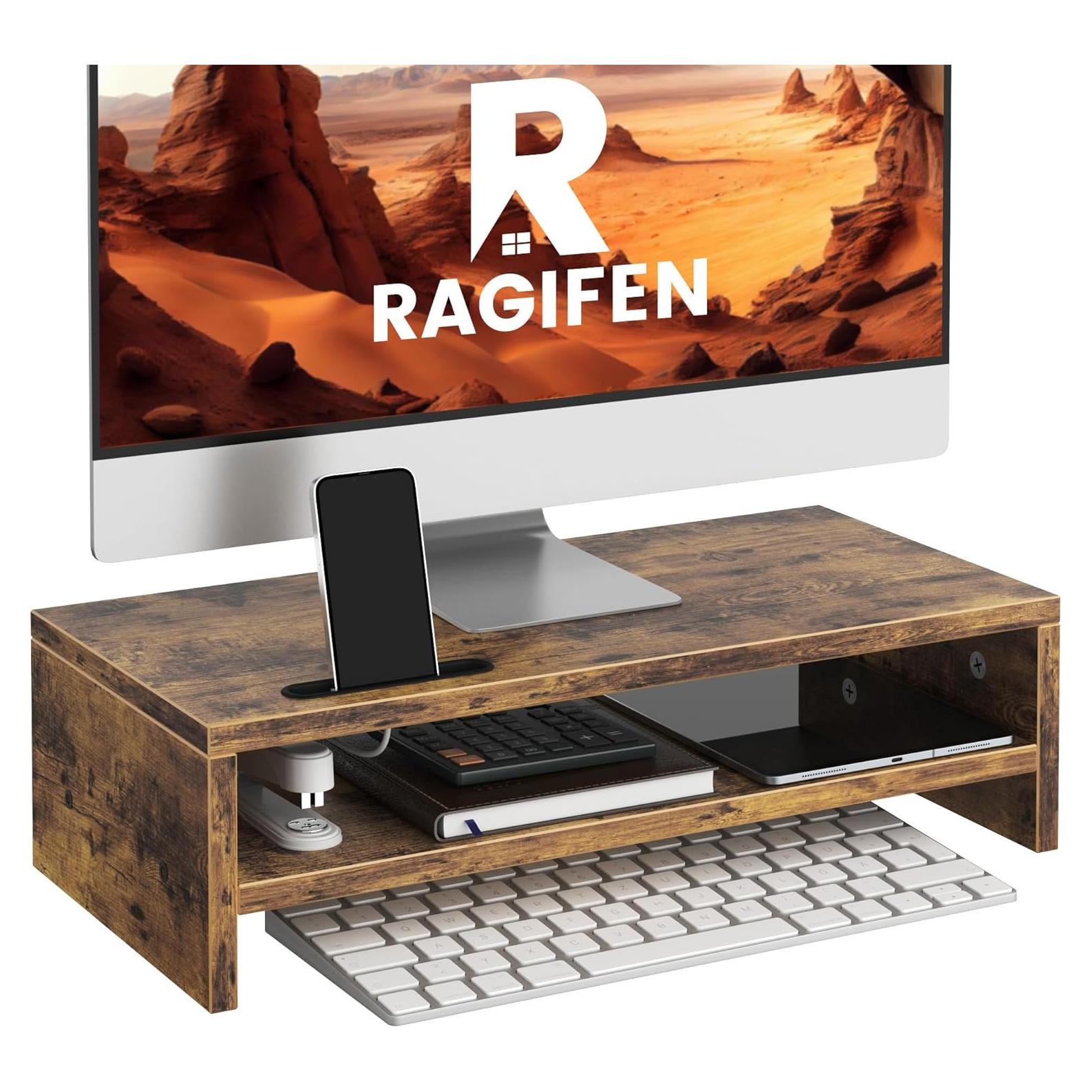 Soporte de Monitor de Madera RAGIFEN 2 Niveles Antideslizante