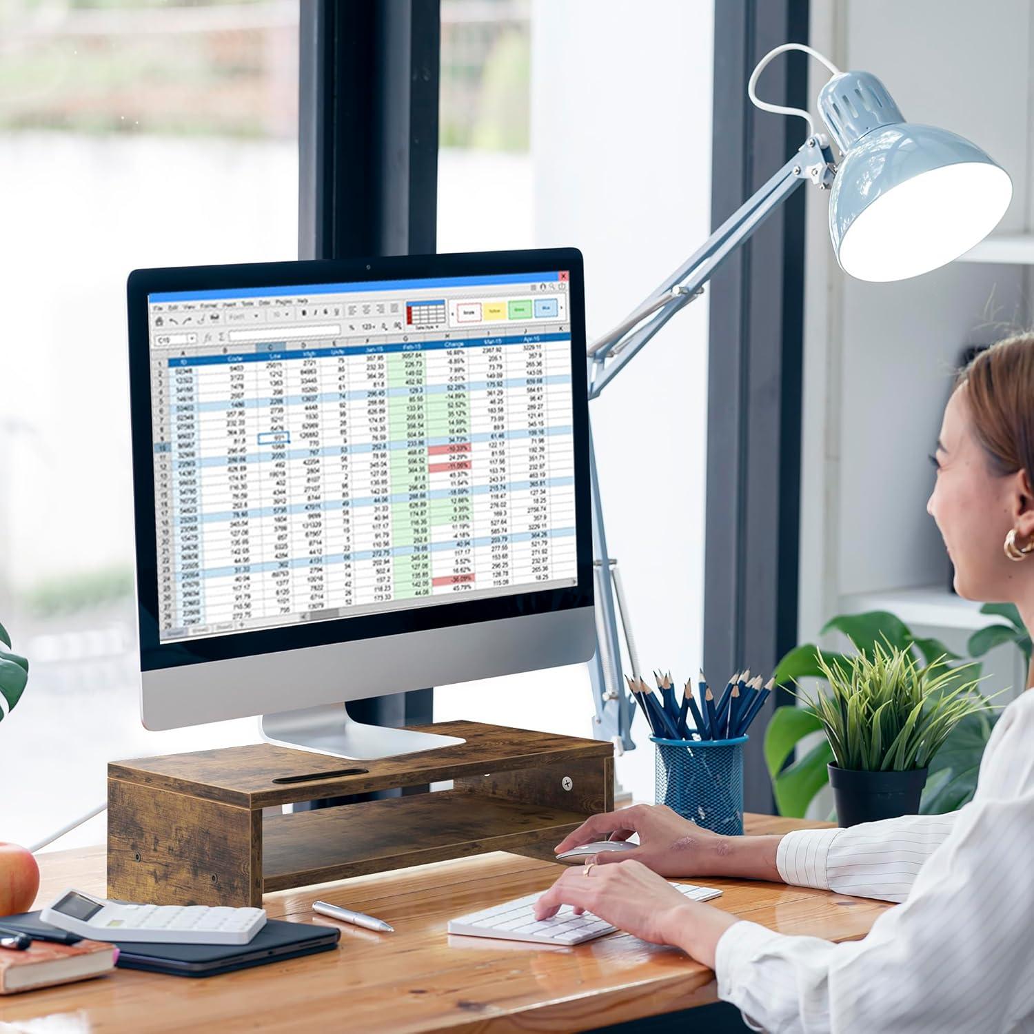 Soporte de Monitor de Madera RAGIFEN 2 Niveles Antideslizante