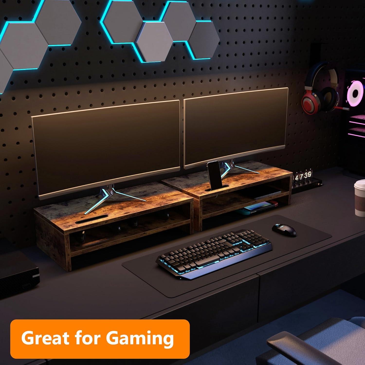 Soporte de Monitor de Madera RAGIFEN 2 Niveles Antideslizante