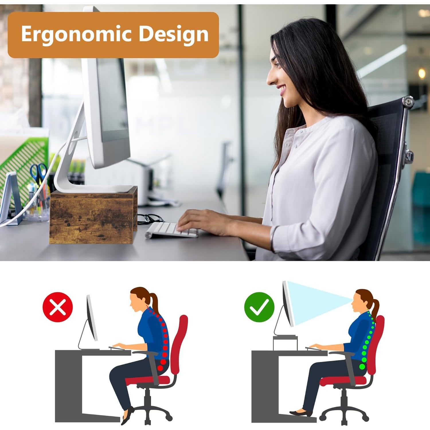 Soporte de Monitor de Madera RAGIFEN 2 Niveles Antideslizante