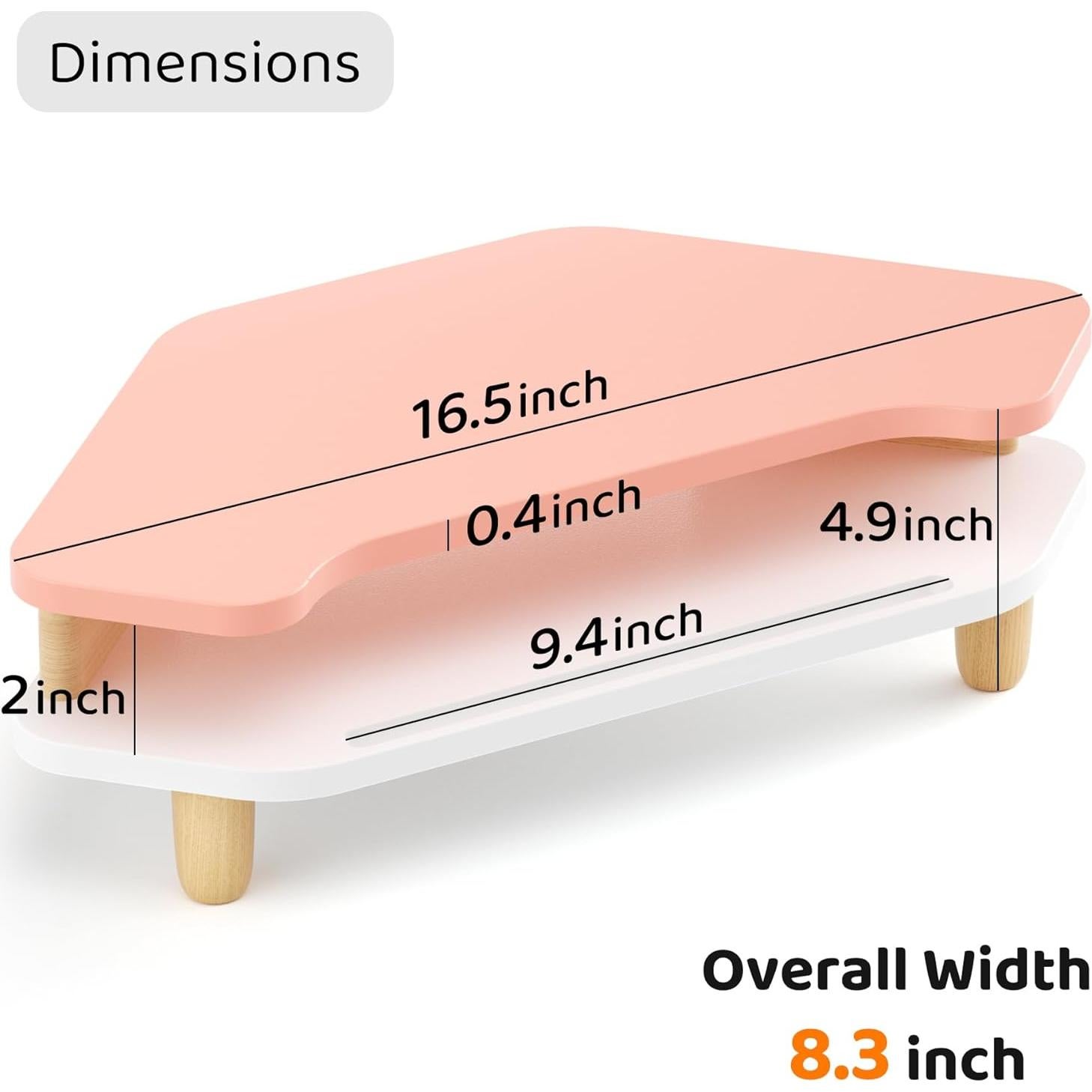 Soporte para Monitor AFOOYO de Madera Rosa 2 Niveles Ergonómico