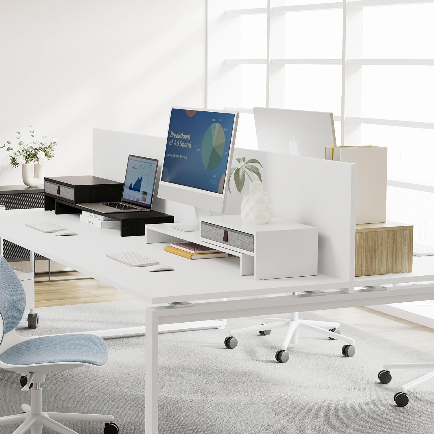 Soporte para Monitor Fenge Ajustable con Cajón Negro 2-3 Monitores