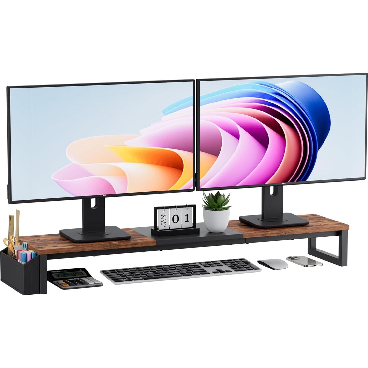 Soporte Doble Monitor VERSASKY 105 cm Madera Ergonómico