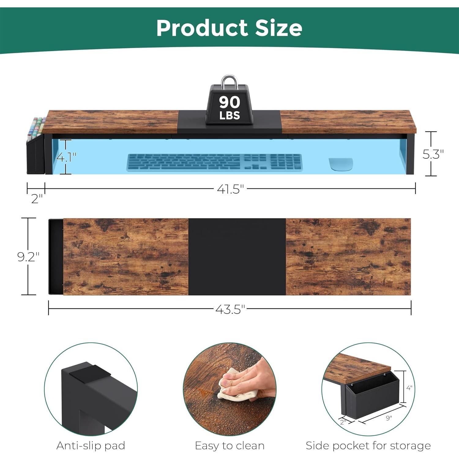 Soporte Doble Monitor VERSASKY 105 cm Madera Ergonómico