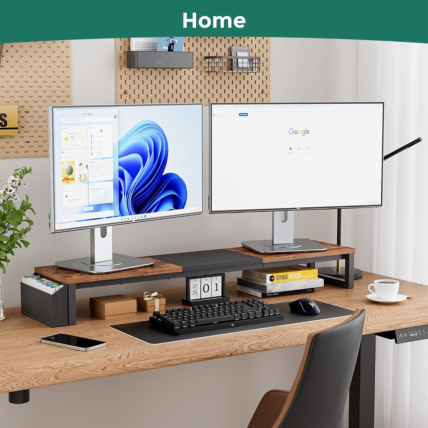 Soporte Doble Monitor VERSASKY 105 cm Madera Ergonómico