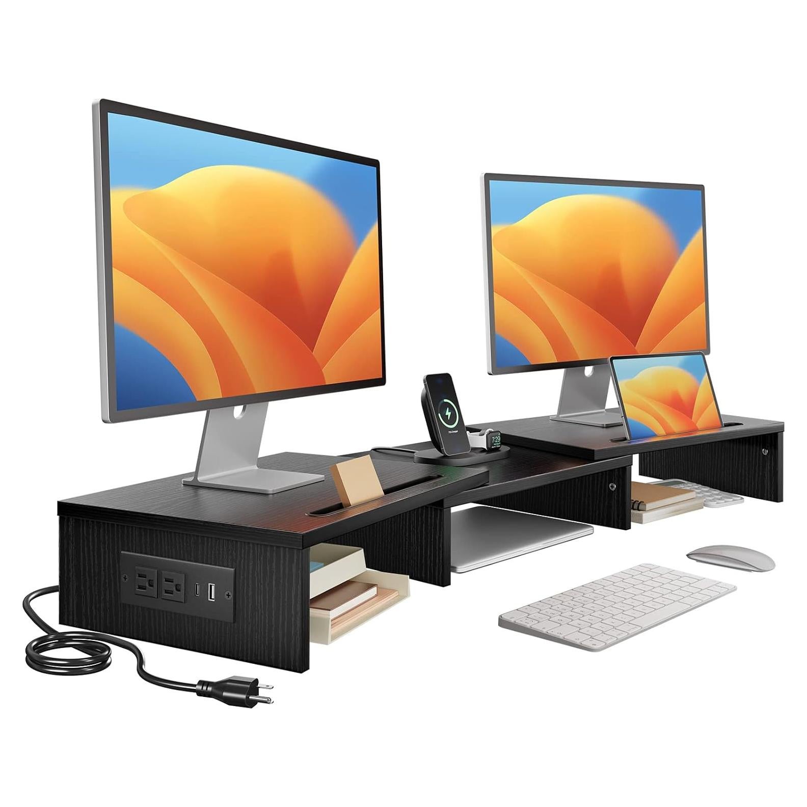 Soporte Doble para Monitor HUANUO con Puertos USB y Ajustes