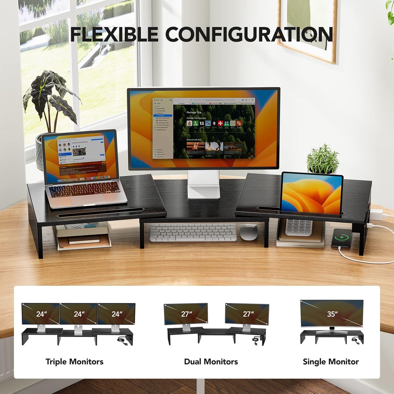 Soporte Doble para Monitor HUANUO con Puertos USB y Ajustes