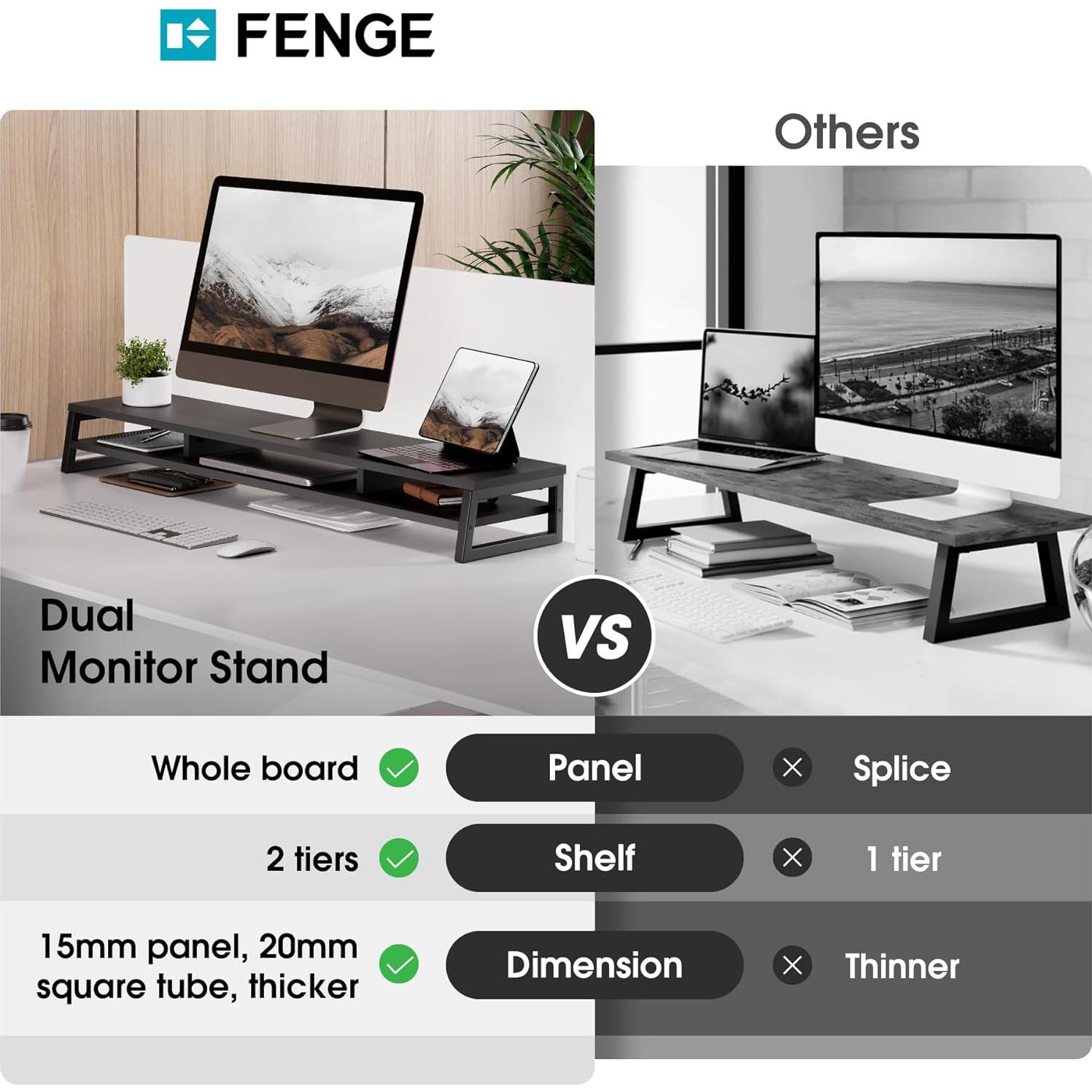 Soporte Doble para Monitor Fenge 108 cm 2 Niveles con Cajones