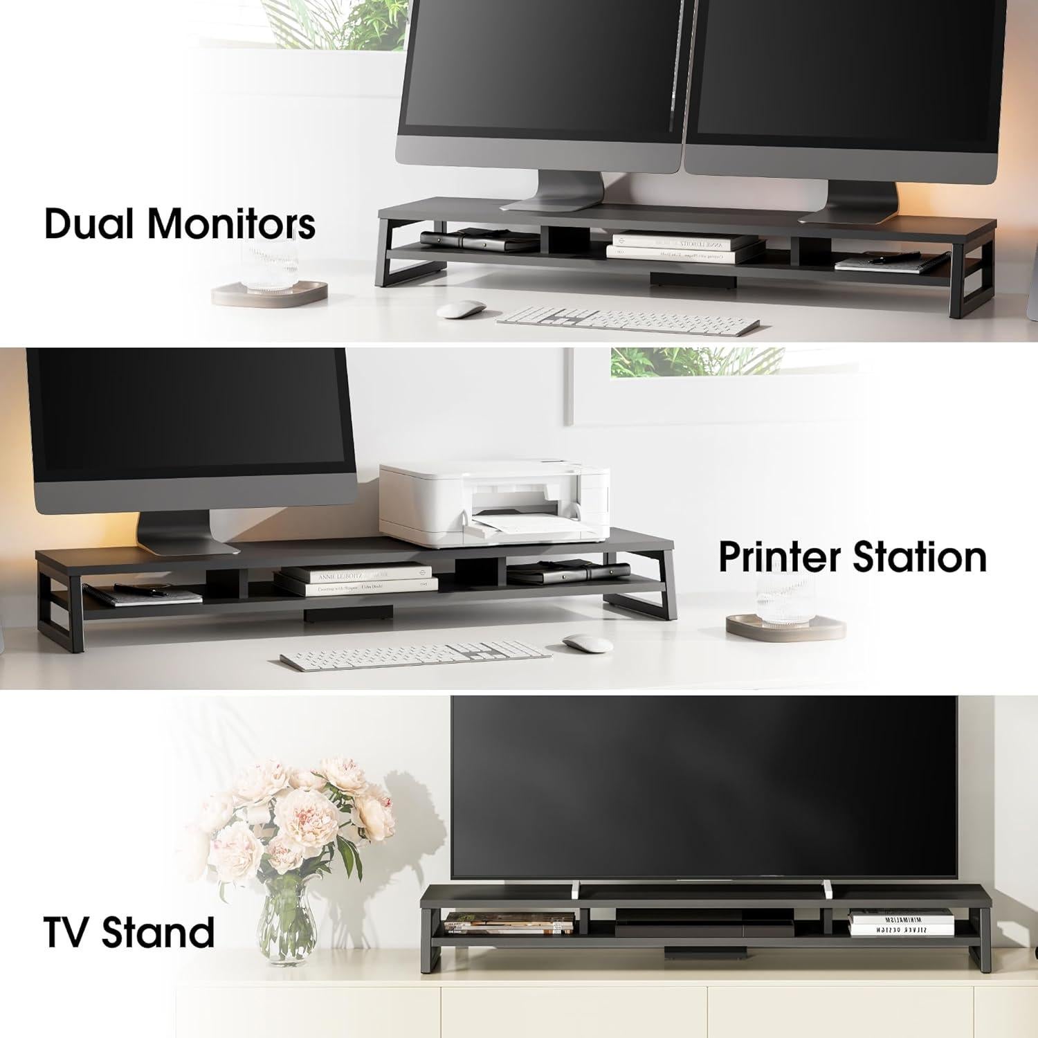 Soporte Doble para Monitor Fenge 108 cm 2 Niveles con Cajones