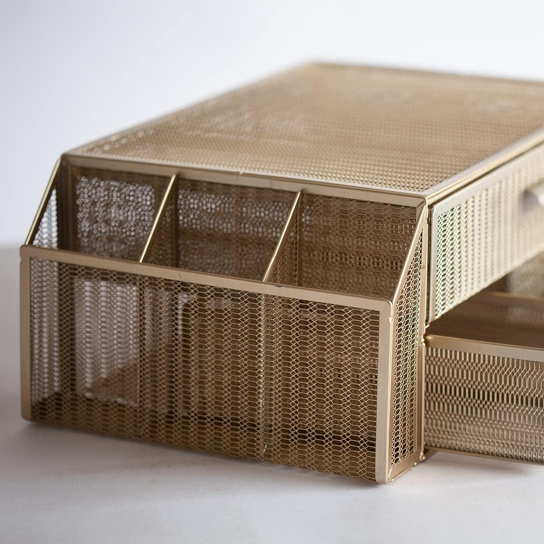 Soporte para Monitor Blu Monaco Dorado con Cajones 2 en 1