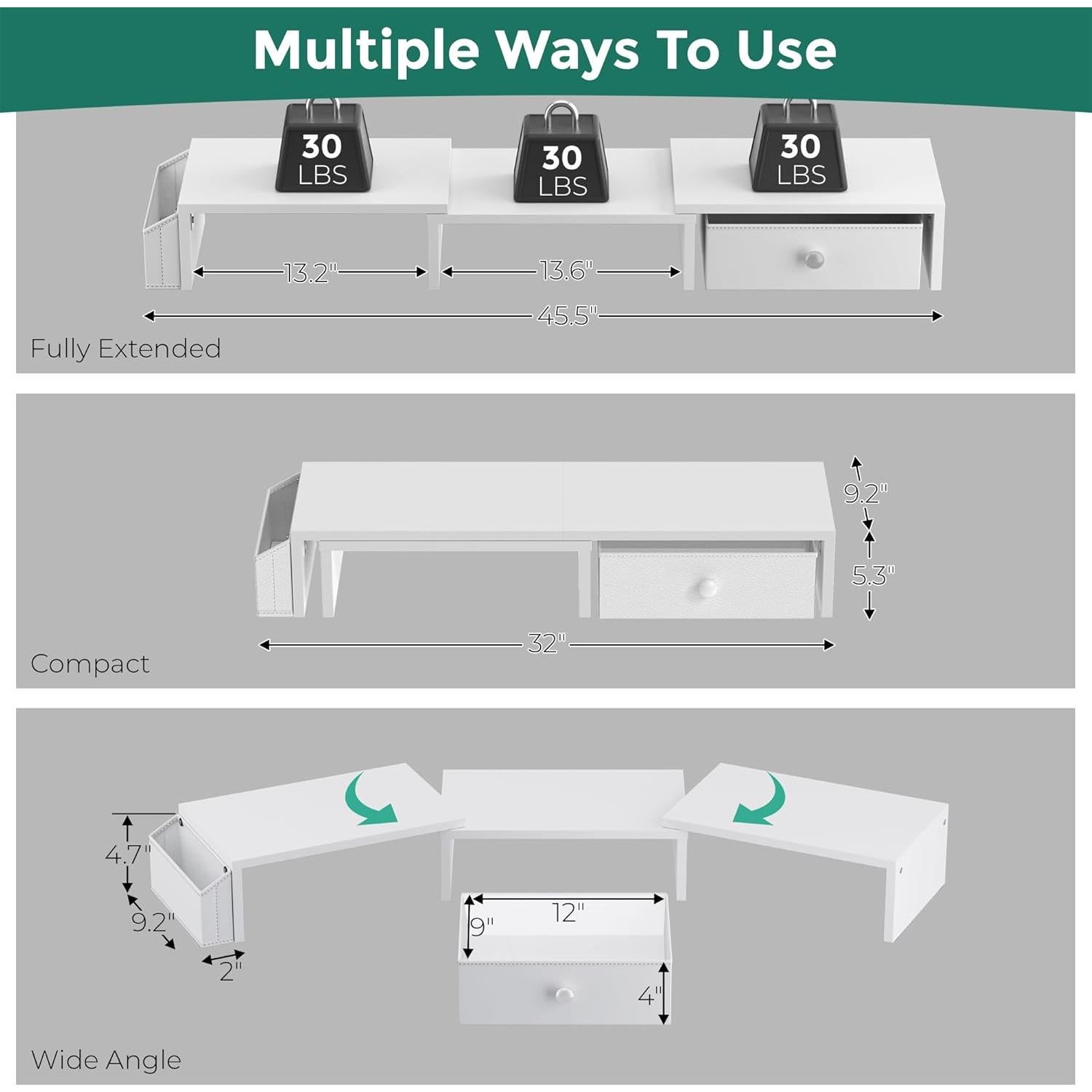 Soporte Doble Monitor VERSASKY Ajustable Ergonómico Blanco
