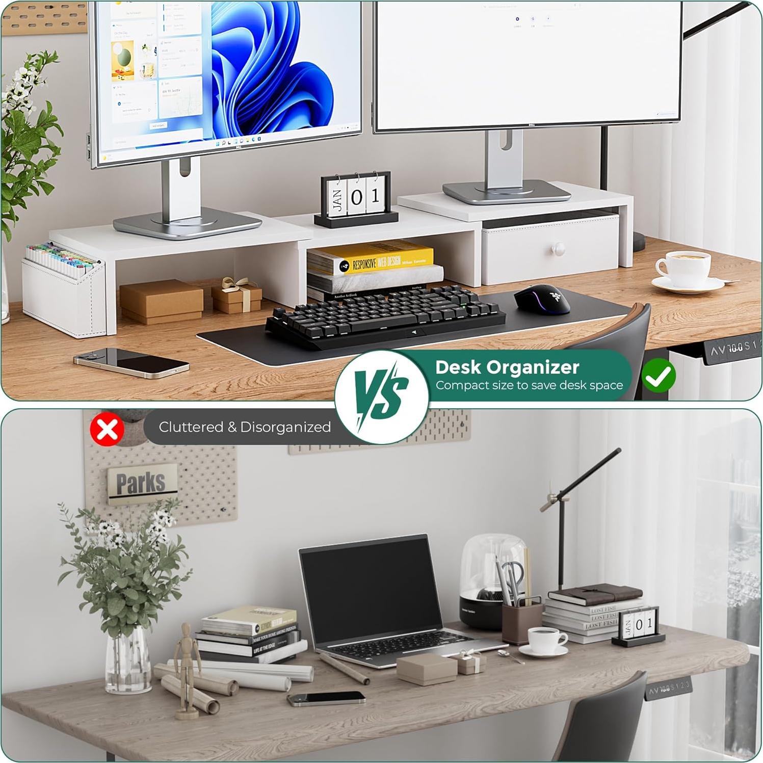 Soporte Doble Monitor VERSASKY Ajustable Ergonómico Blanco