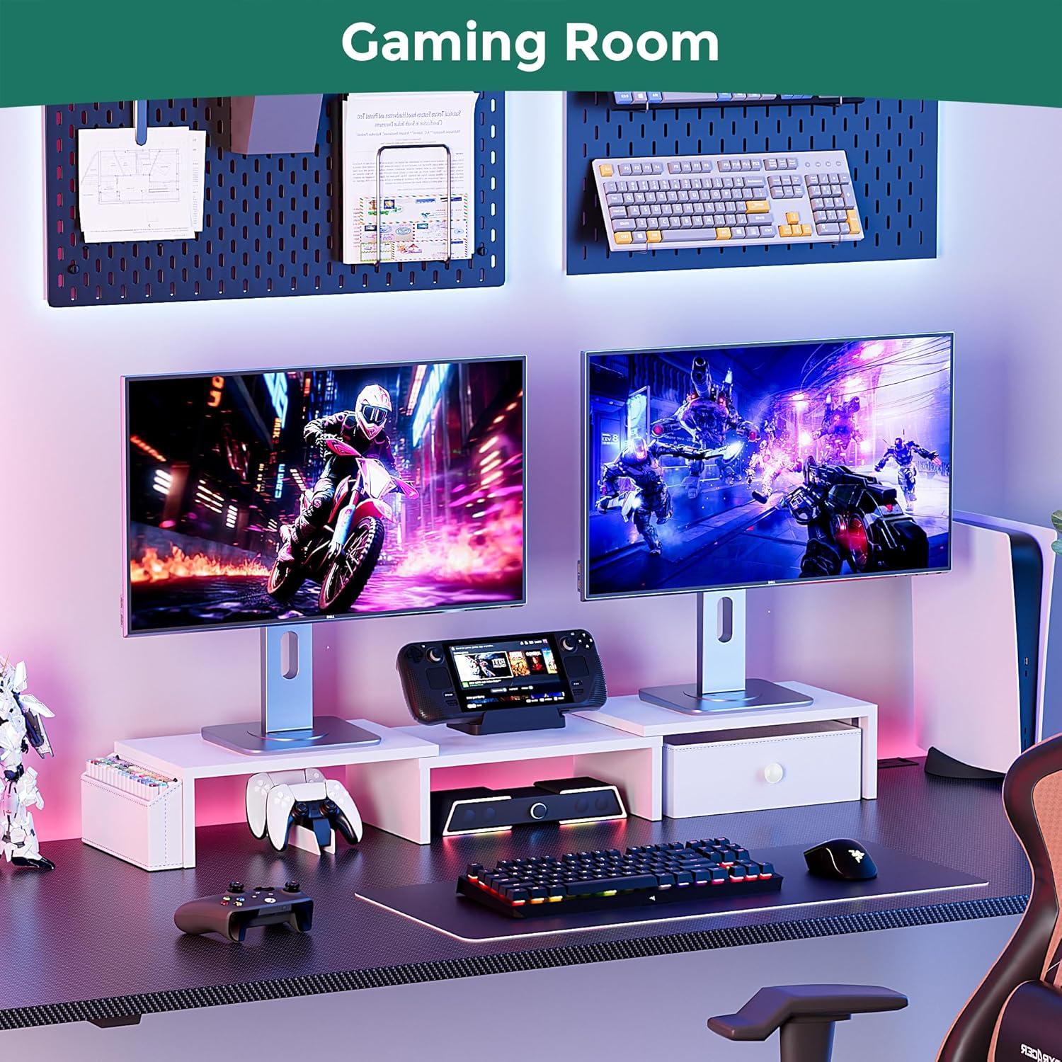 Soporte Doble Monitor VERSASKY Ajustable Ergonómico Blanco