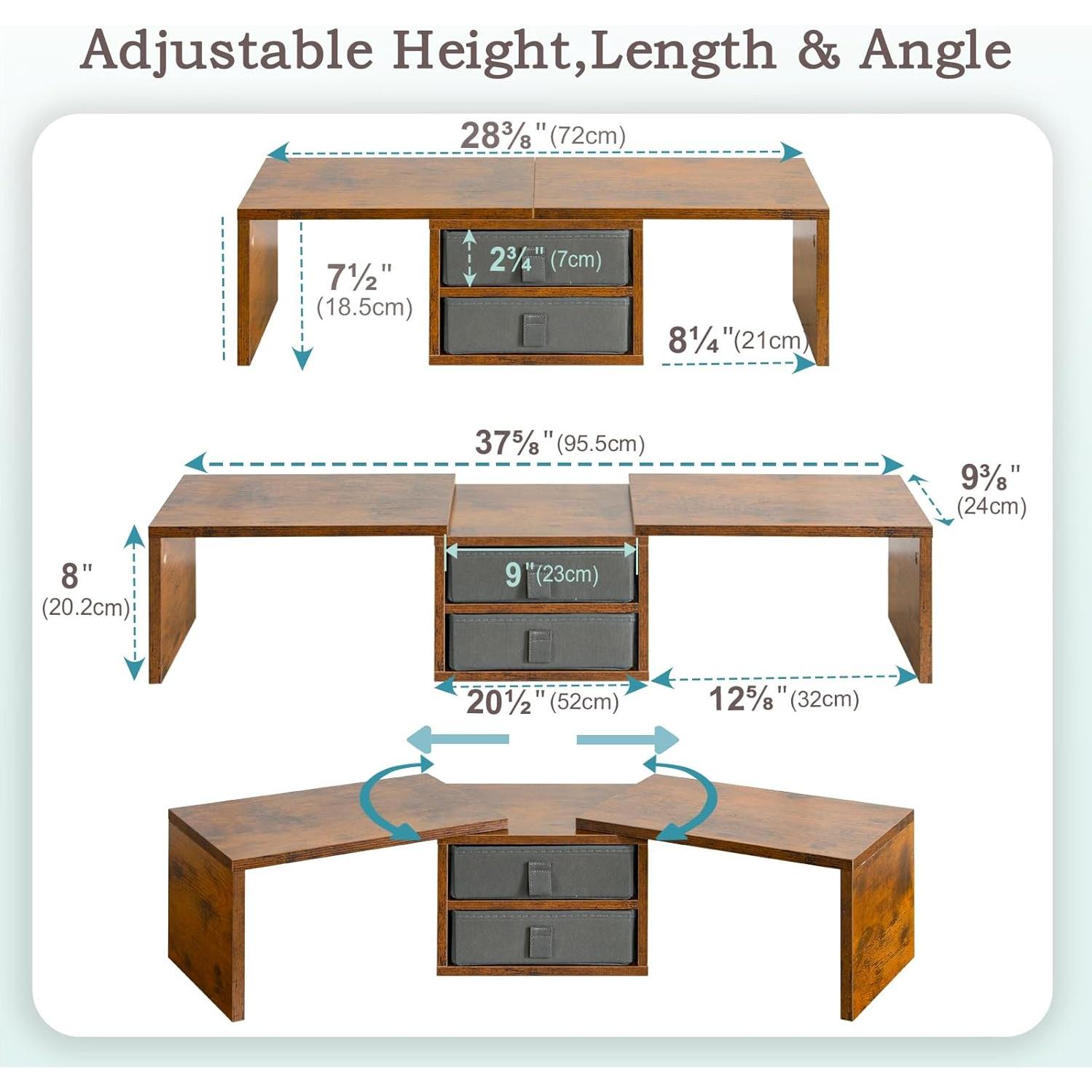 Soporte Doble Monitor TEAMIX DS421E con 2 Cajones Ajustables