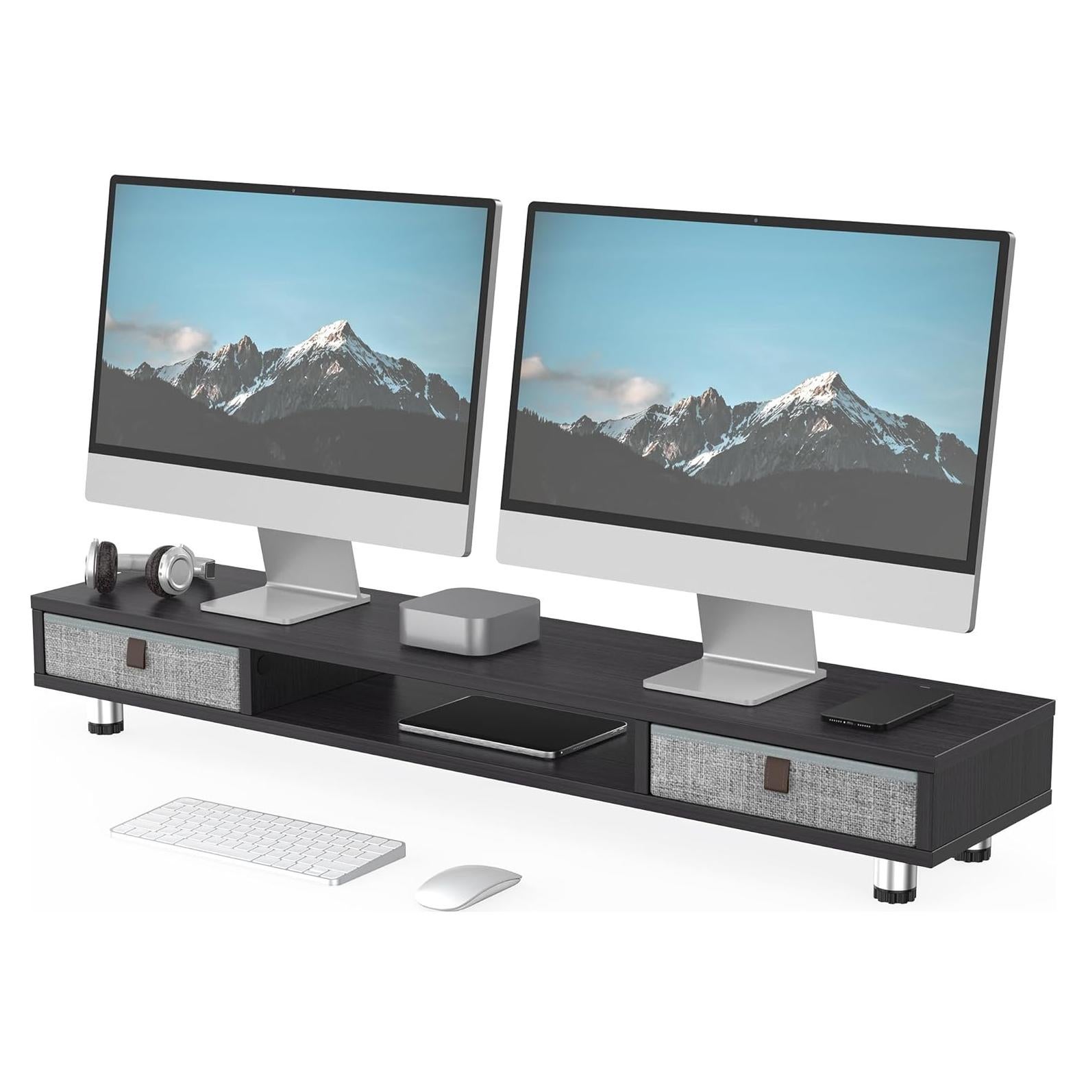 Soporte Doble para Monitores Fenge con Cajones, 108 cm