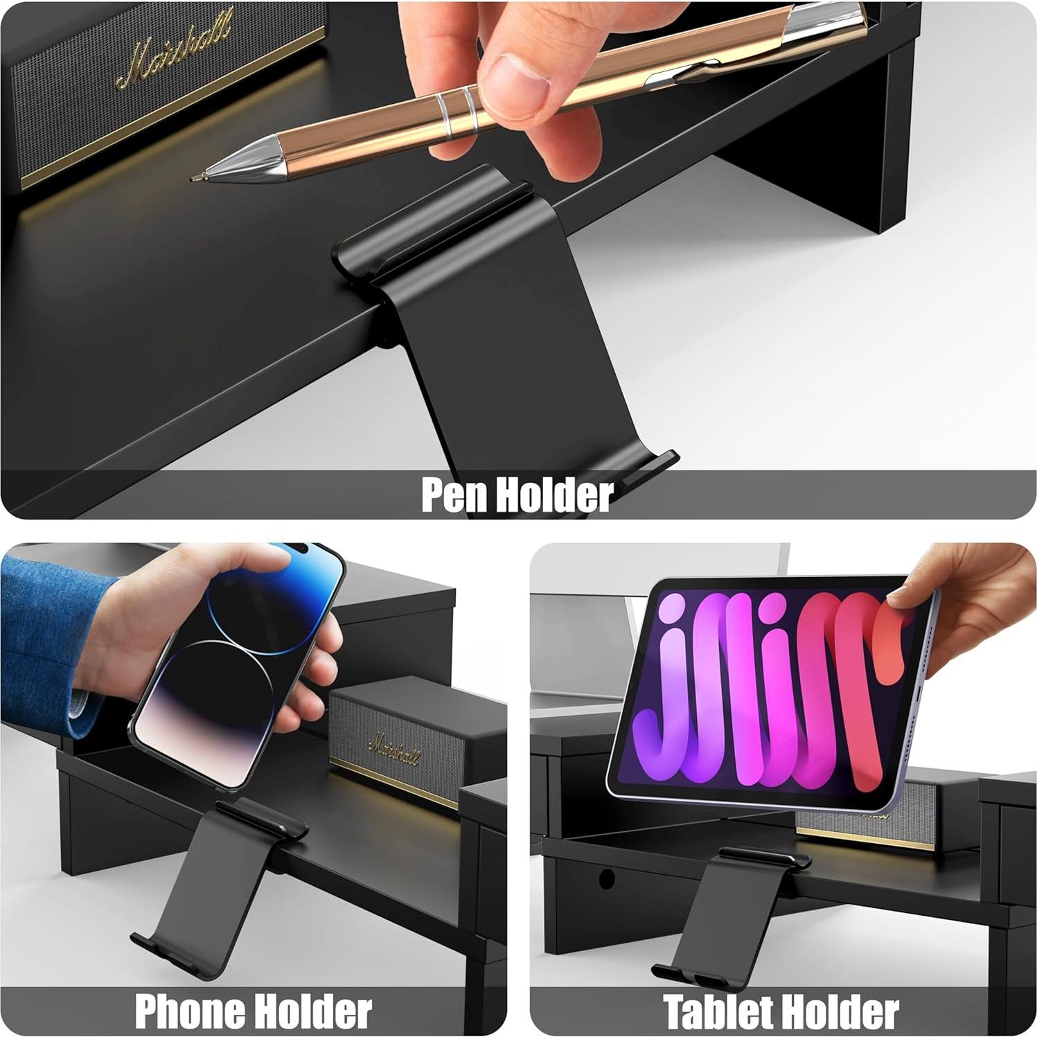 Soporte para Monitor Doble Simple Houseware con Cajones 27.7x85.1cm