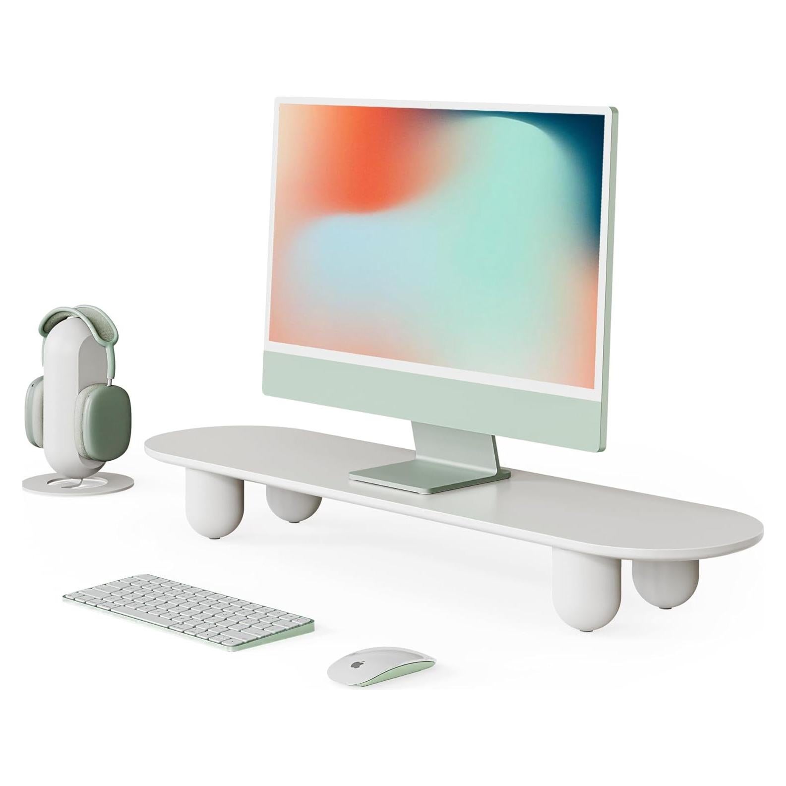 Soporte Doble para Monitor Fenge 34" Blanco con Estante