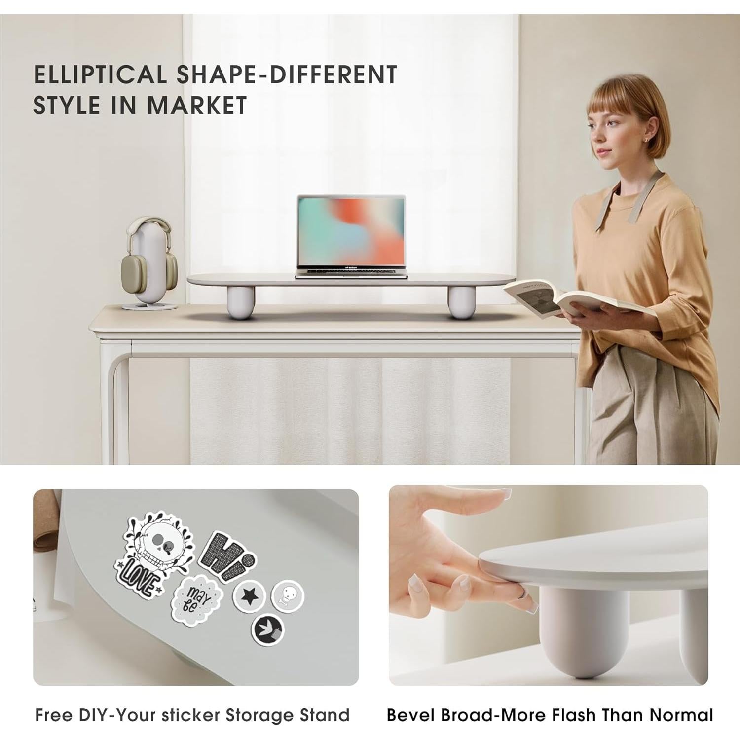 Soporte Doble para Monitor Fenge 34" Blanco con Estante