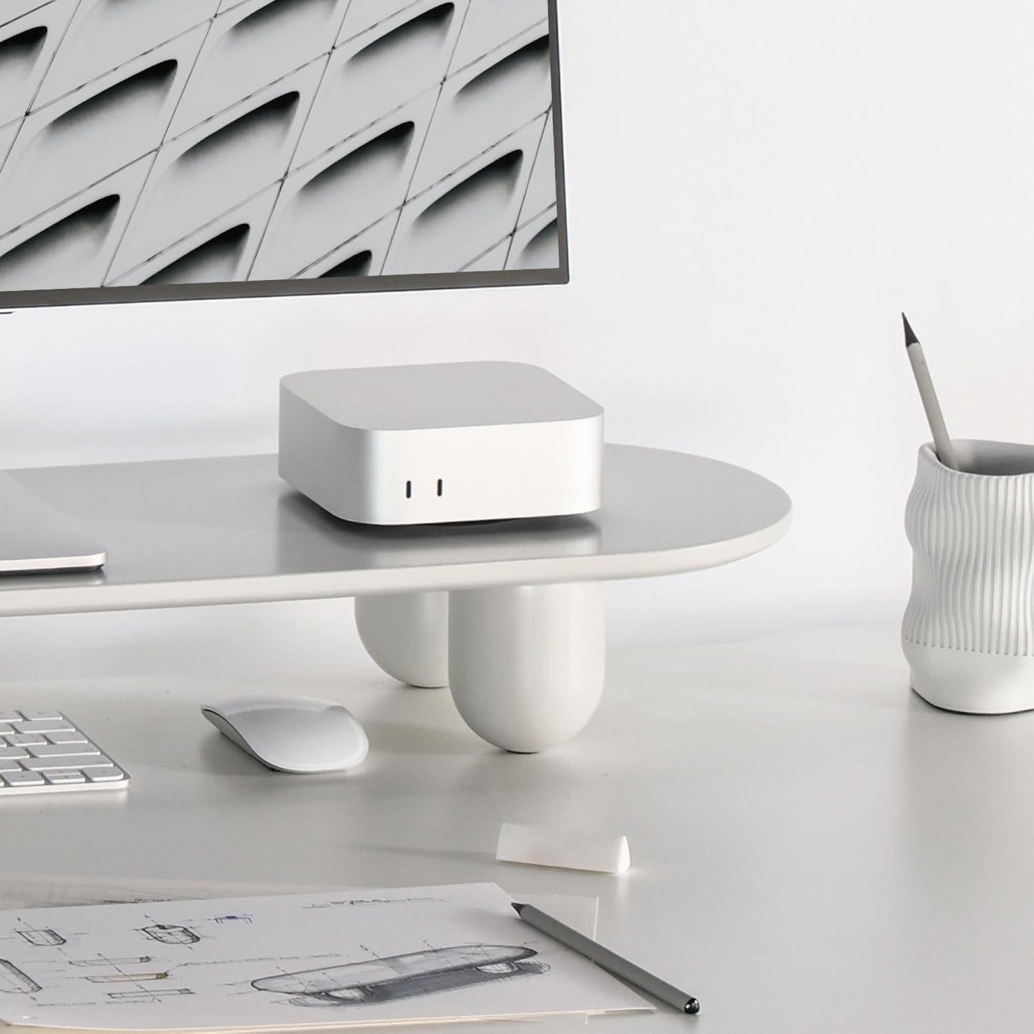 Soporte Doble para Monitor Fenge 34" Blanco con Estante