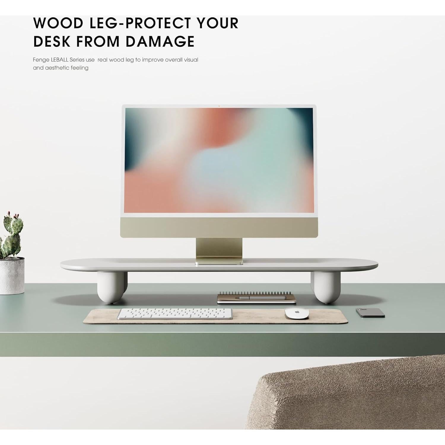 Soporte Doble para Monitor Fenge 34" Blanco con Estante