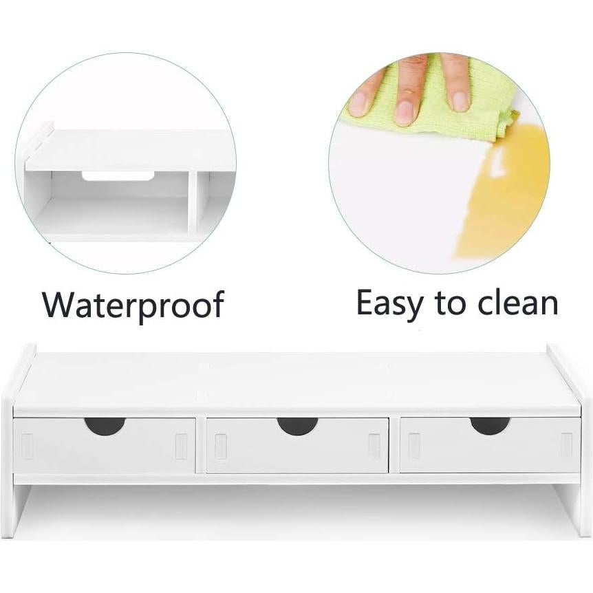 Soporte para Monitor Valen Blanco con 3 Cajones Organizadores