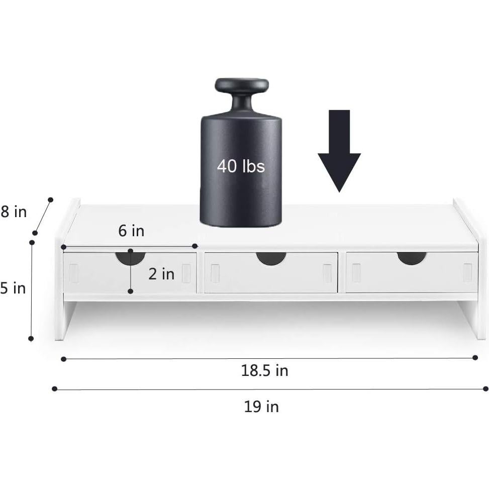 Soporte para Monitor Valen Blanco con 3 Cajones Organizadores