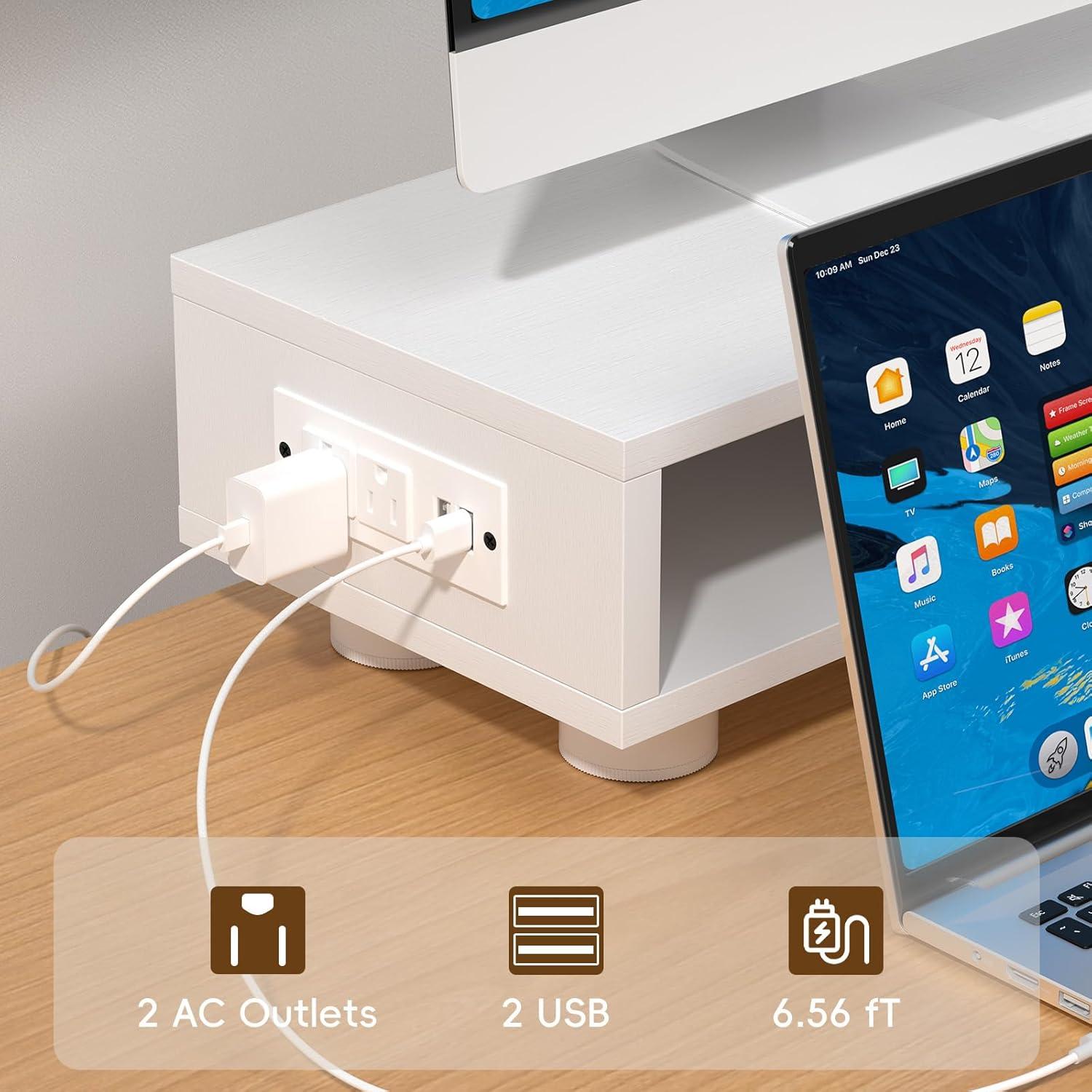 Soporte Doble Monitor Artswish Blanco 107.7 cm con Cajón