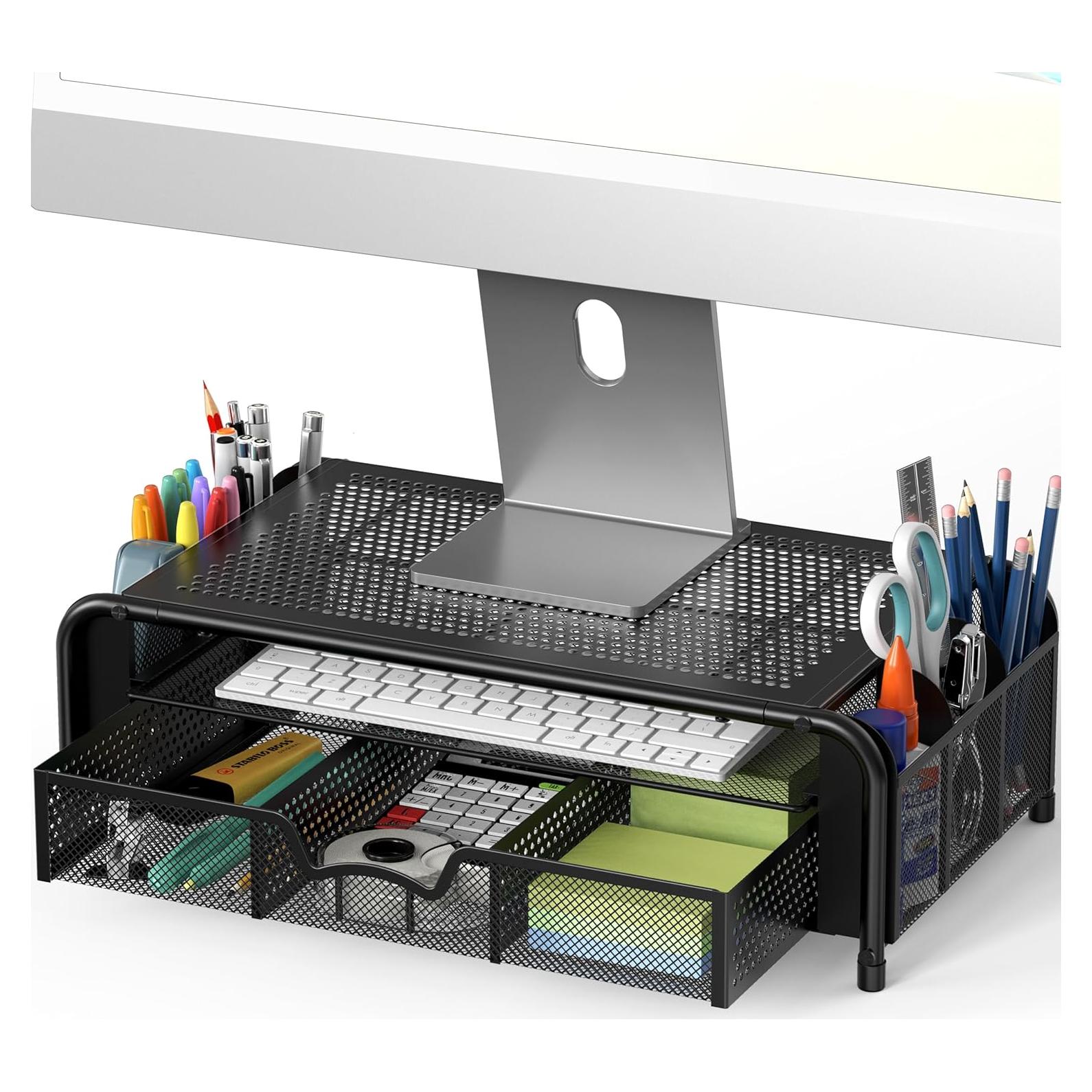 Soporte para Monitor Simple Houseware con Cajón Extraíble Negro