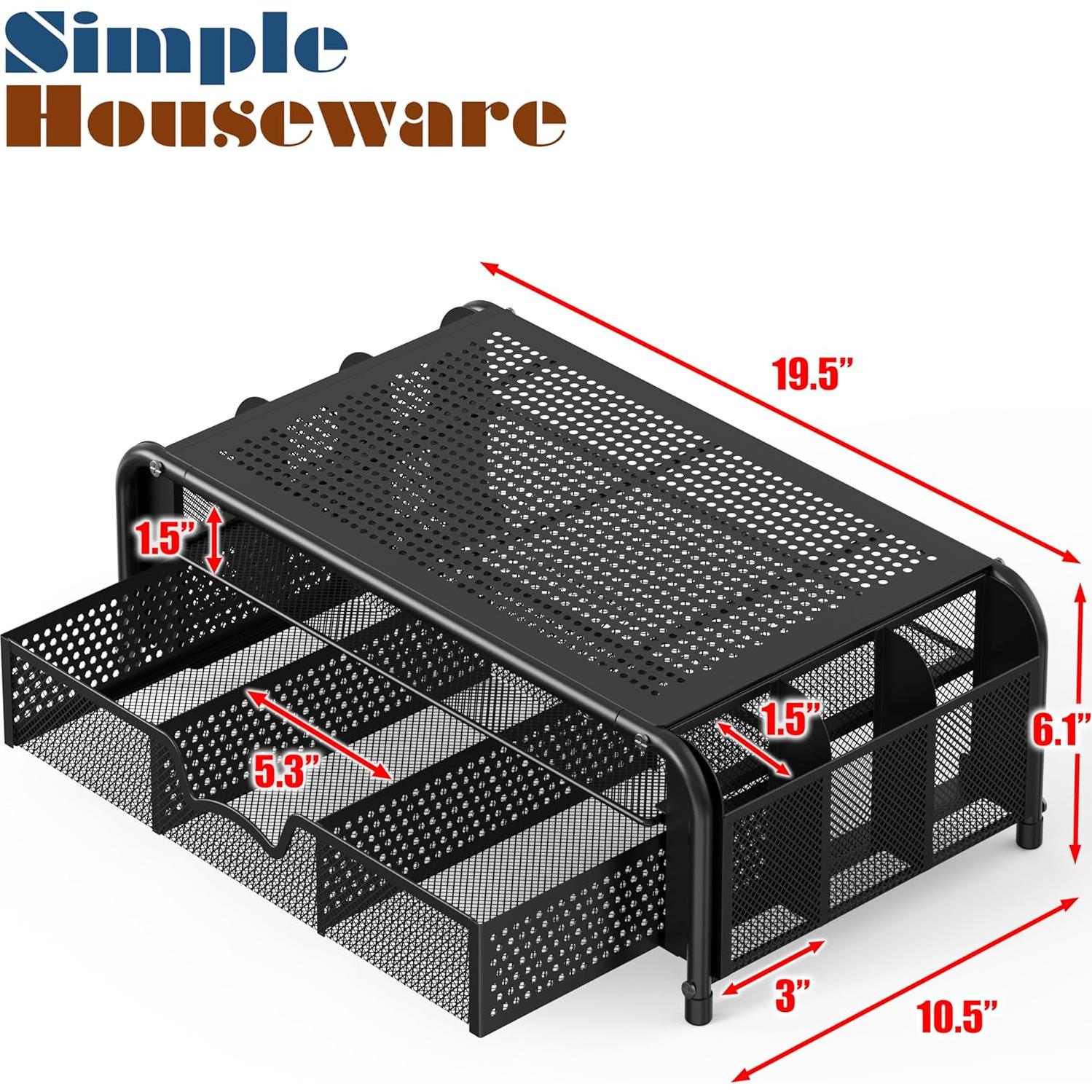 Soporte para Monitor Simple Houseware con Cajón Extraíble Negro