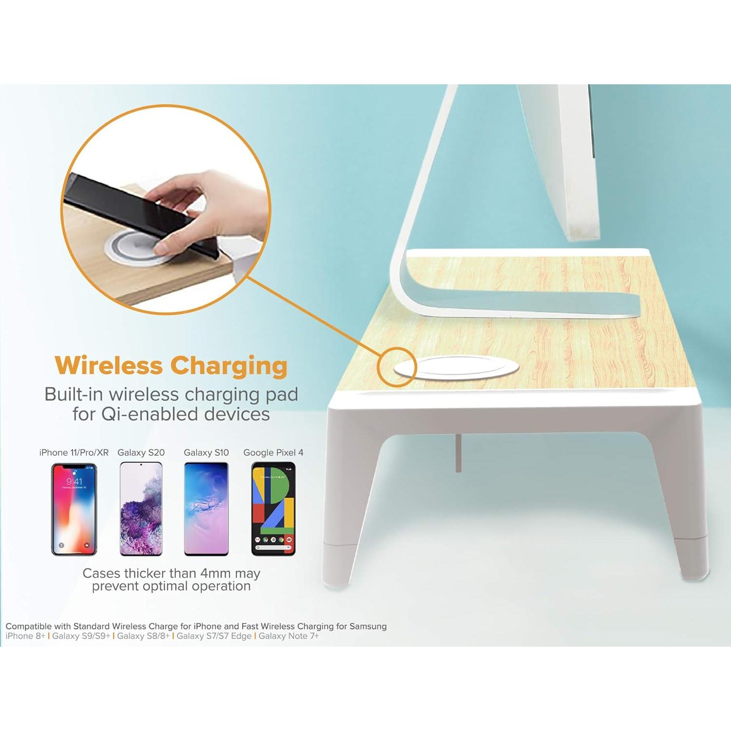 Soporte de Monitor Bostitch de Madera con Carga Inalámbrica