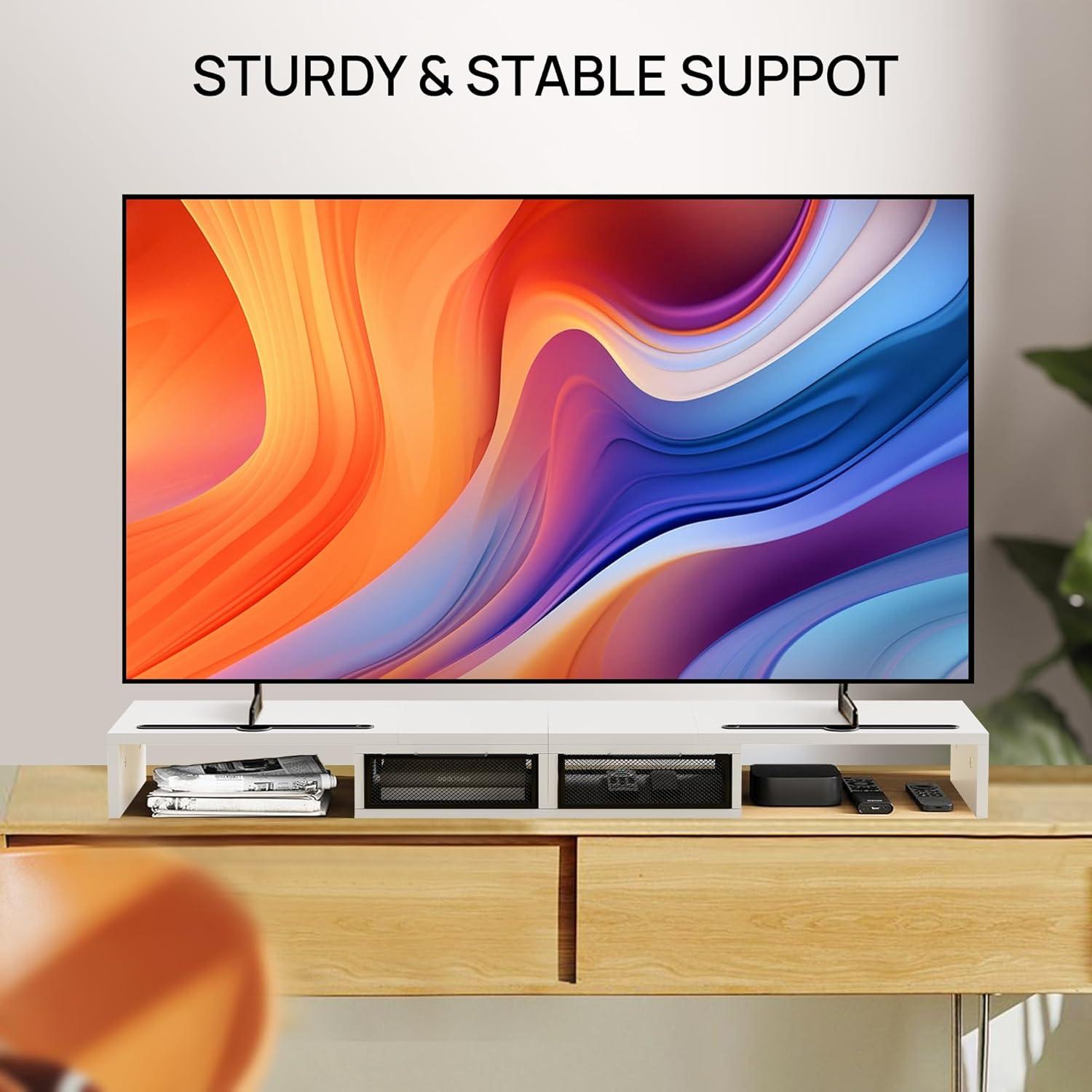 Soporte Elevador para Doble Monitor ZIFTY Blanco con Cajones