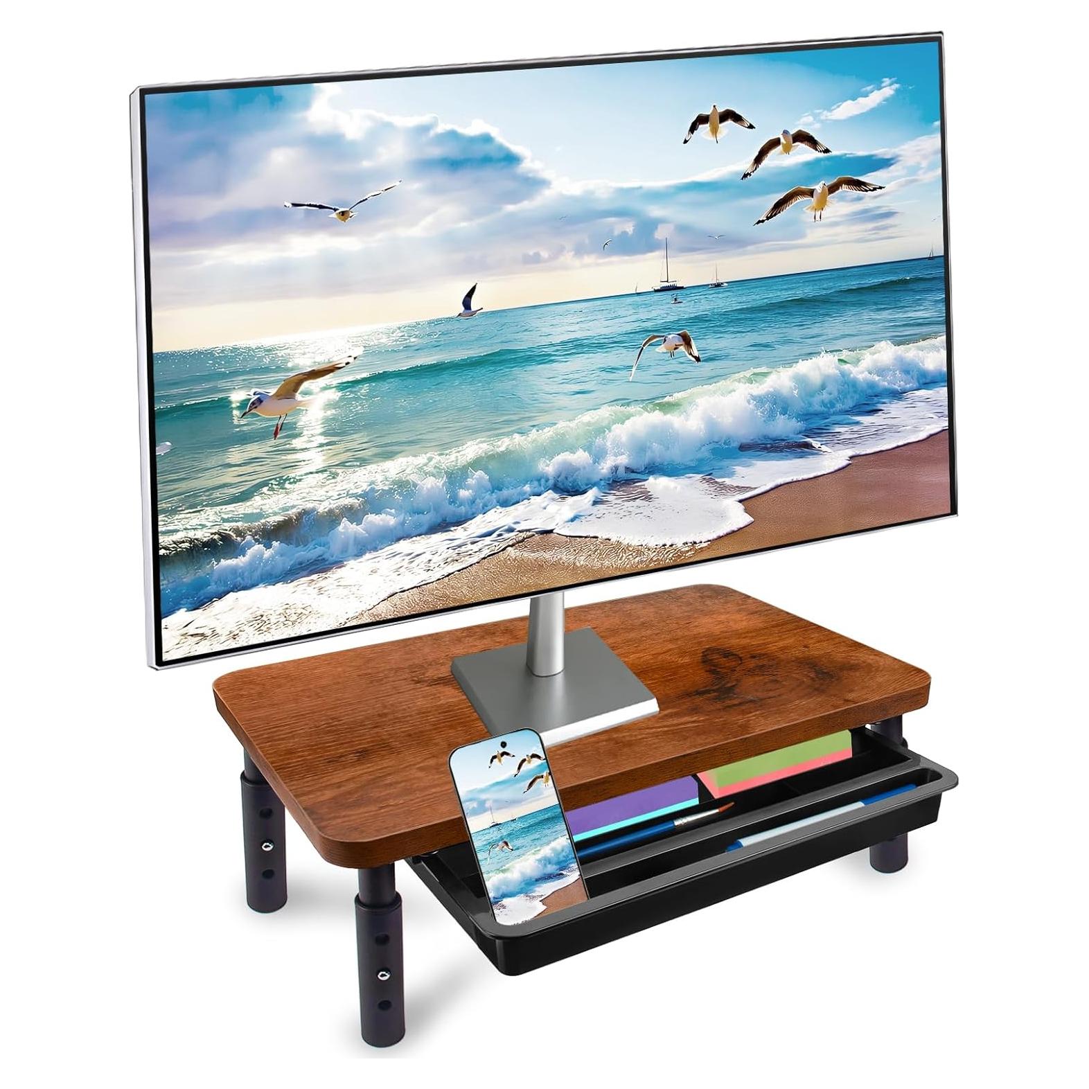 Soporte para Monitor BEHEY de Madera y Metal Ajustable 36.8 cm