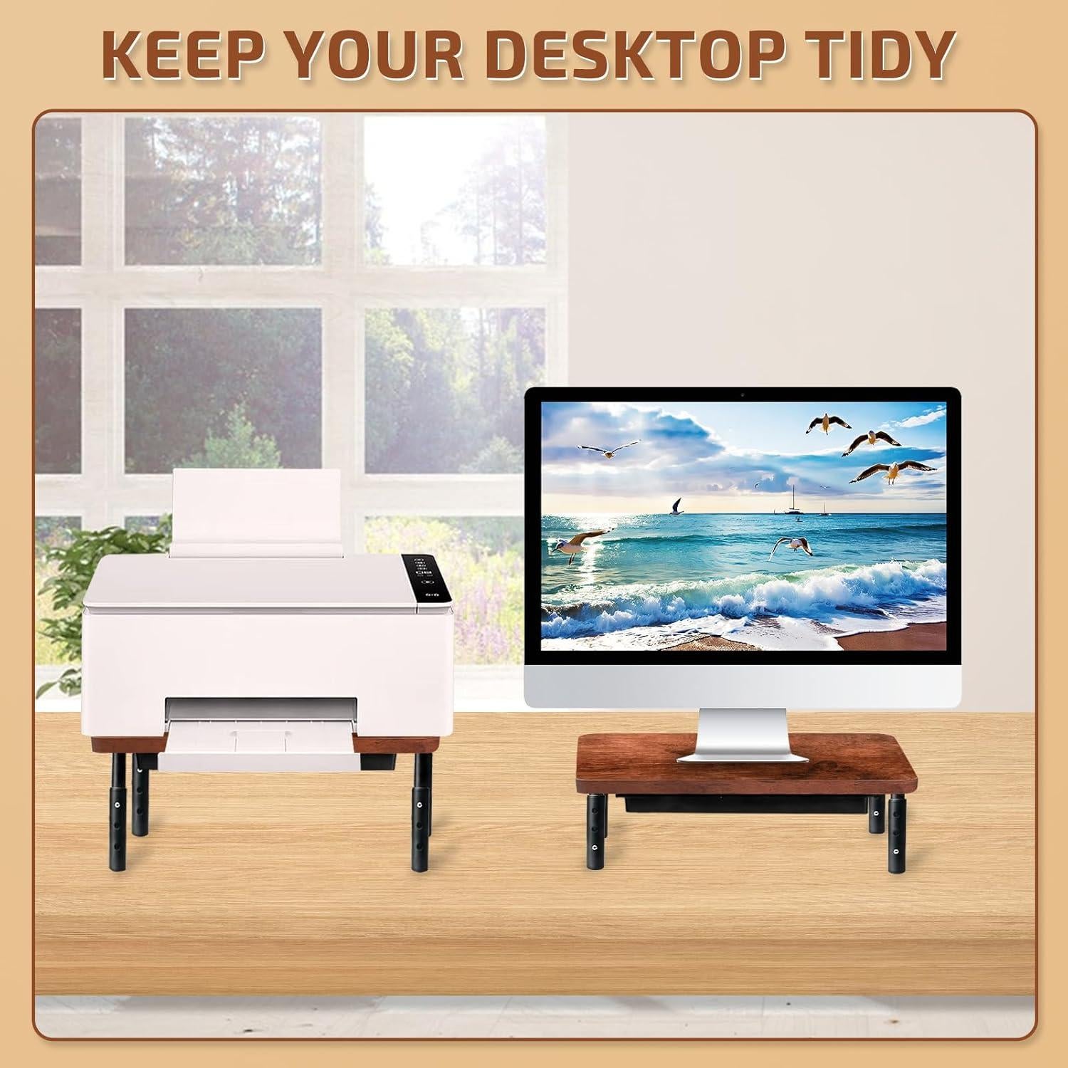 Soporte para Monitor BEHEY de Madera y Metal Ajustable 36.8 cm