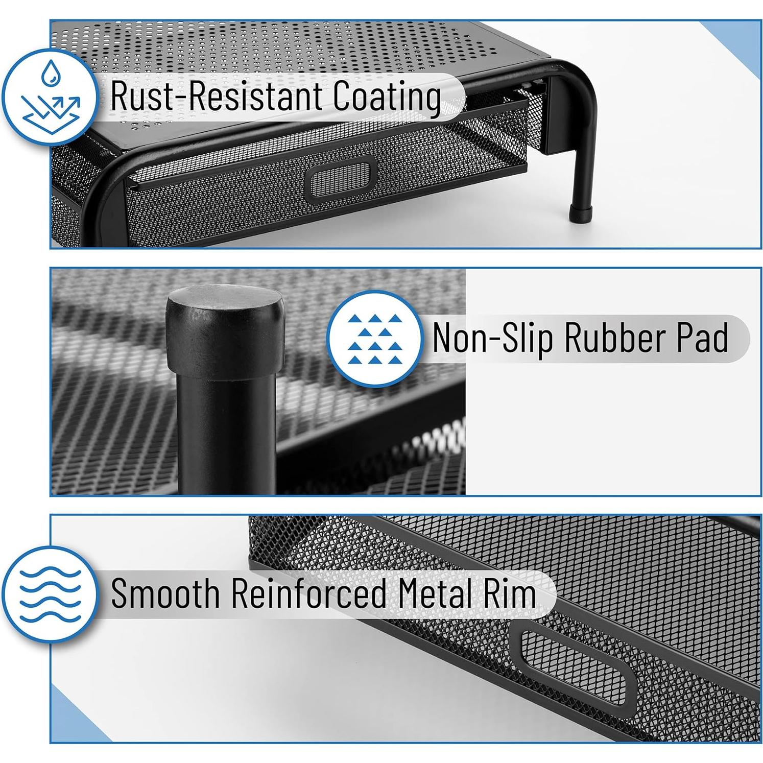 Soporte de Monitor de Malla Metálica Mr. Pen con Cajón Extraíble