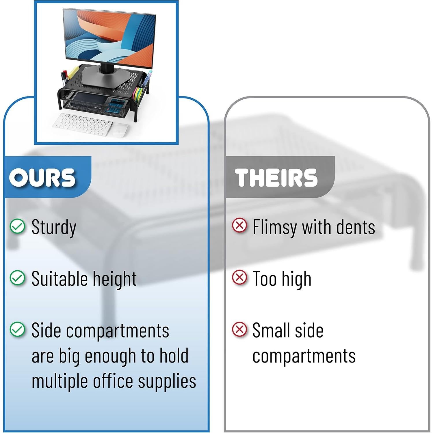 Soporte de Monitor de Malla Metálica Mr. Pen con Cajón Extraíble