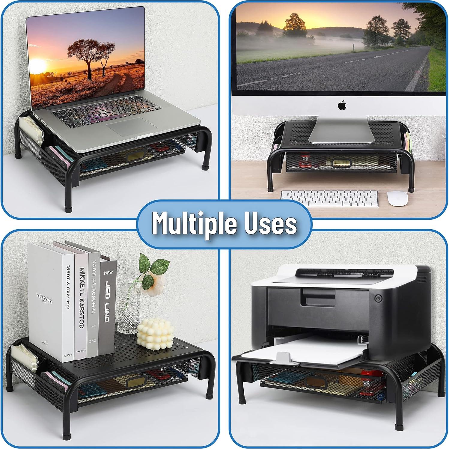 Soporte de Monitor de Malla Metálica Mr. Pen con Cajón Extraíble