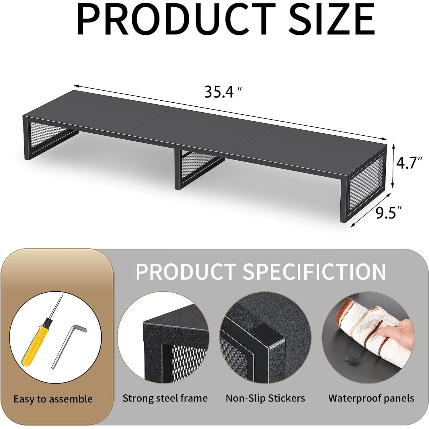 Soporte para Monitor Doble Gugsey, Ergonomía y Organización, Negro