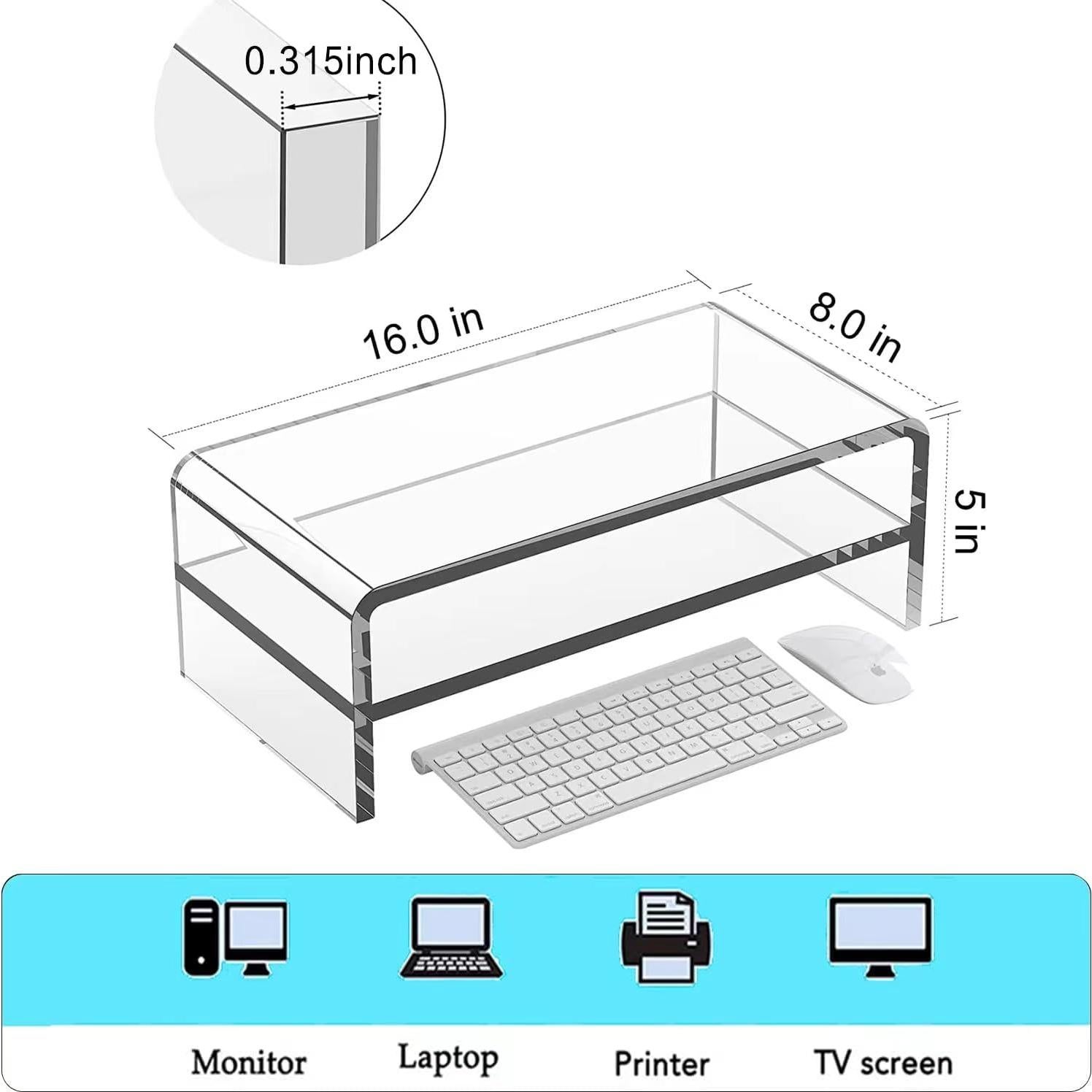 Soporte Elevador de Monitor Acrílico 2 Niveles 40.6x20.3 cm