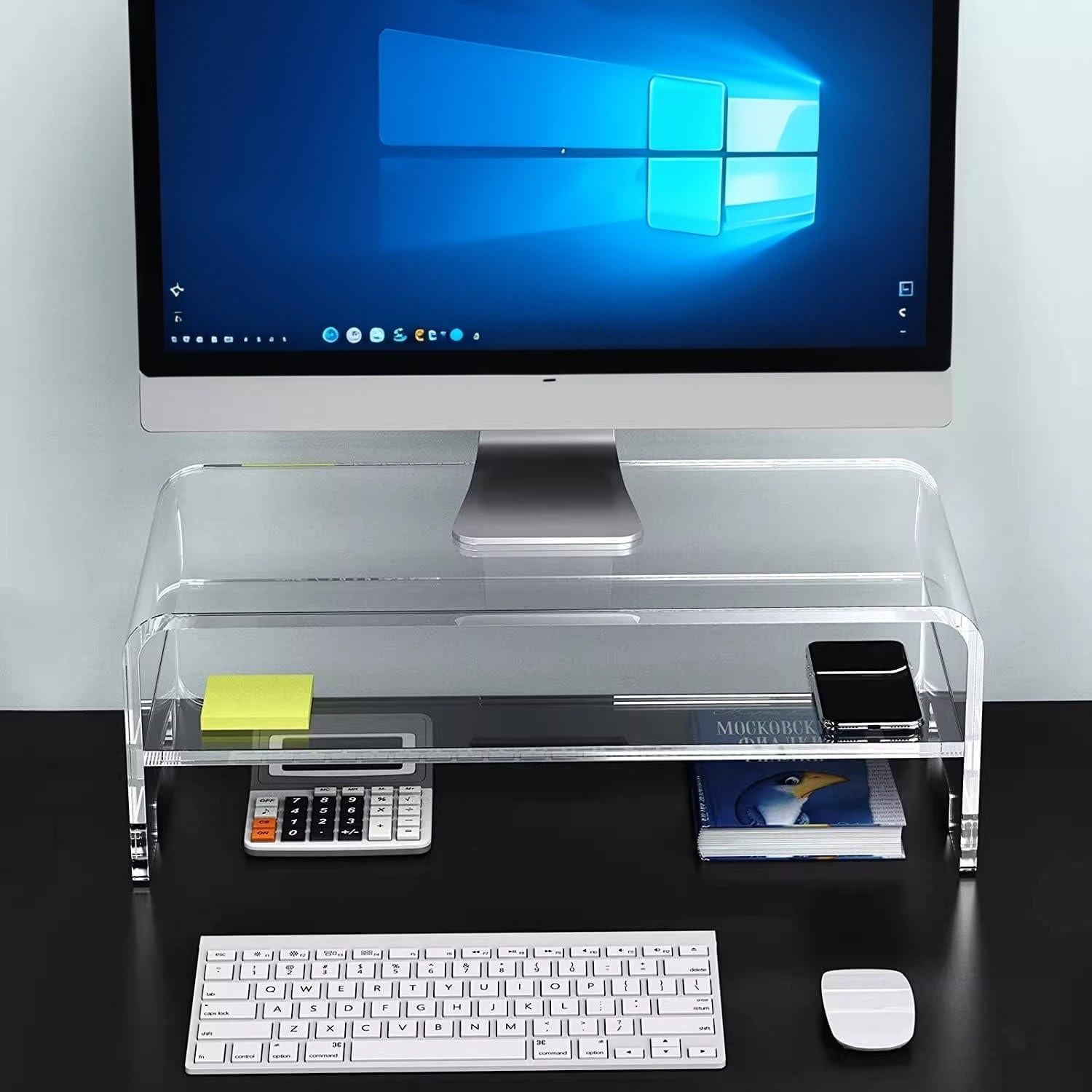 Soporte Elevador de Monitor Acrílico 2 Niveles 40.6x20.3 cm