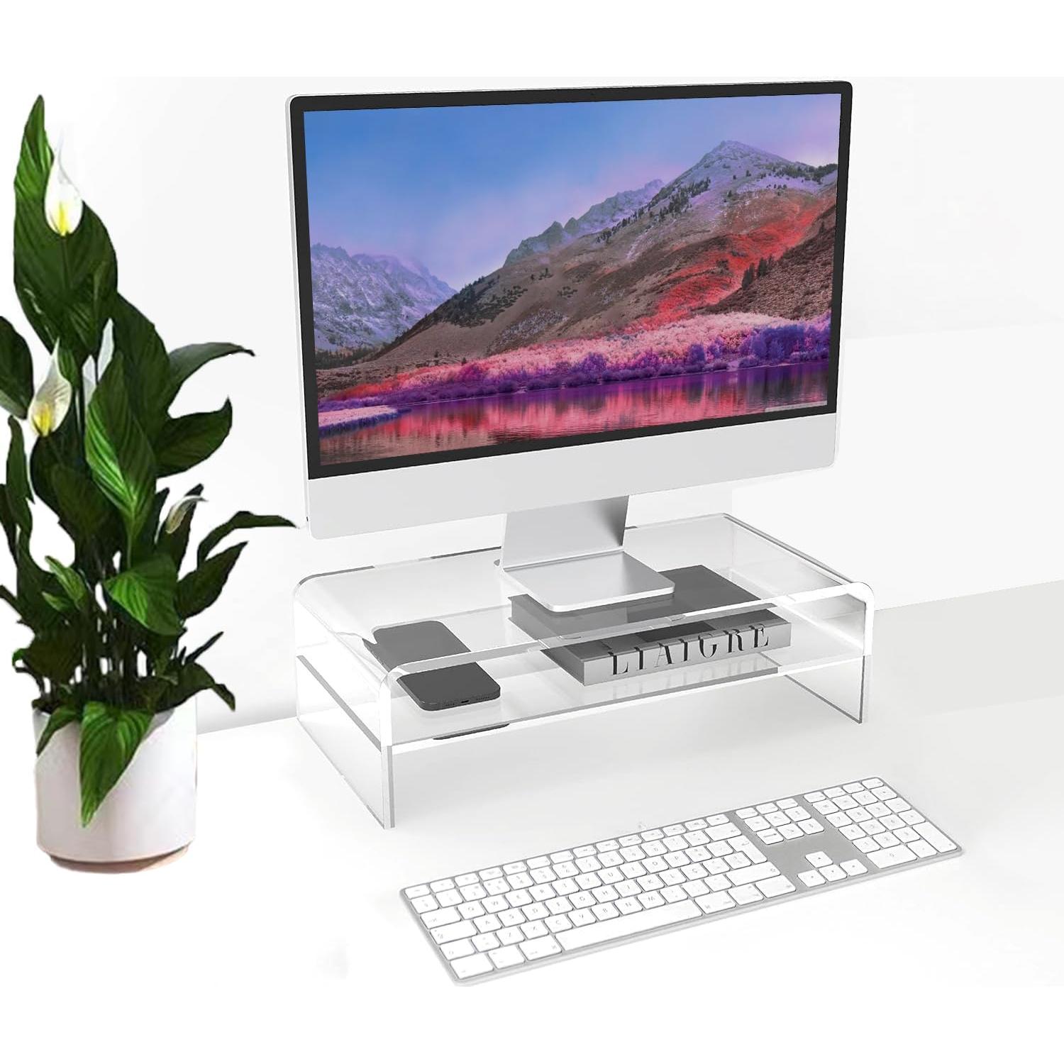 Soporte Elevador de Monitor Acrílico 2 Niveles 40.6x20.3 cm